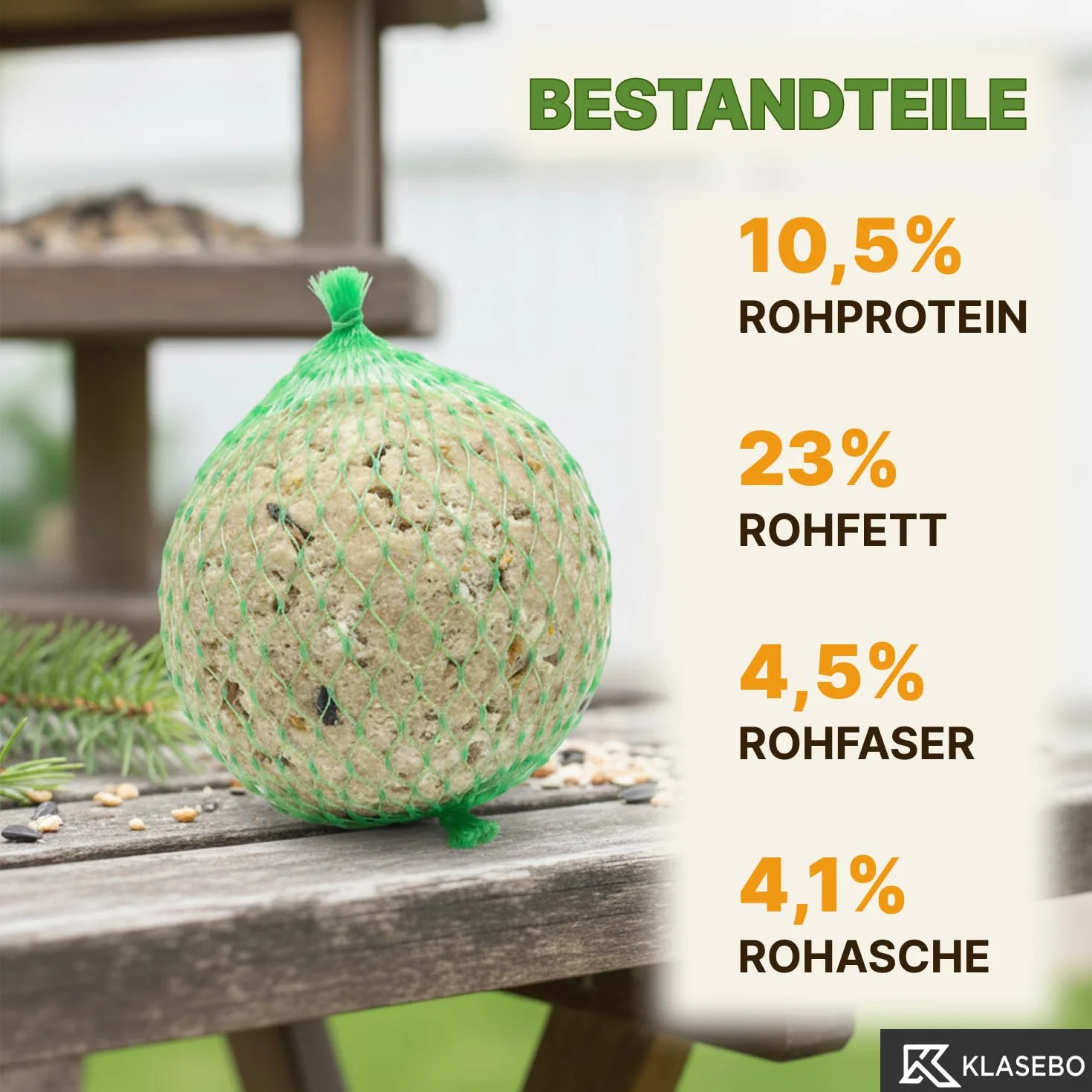 KLASEBO Boules de Graisse Oiseaux avec Insectes 200 x 90 g Filet