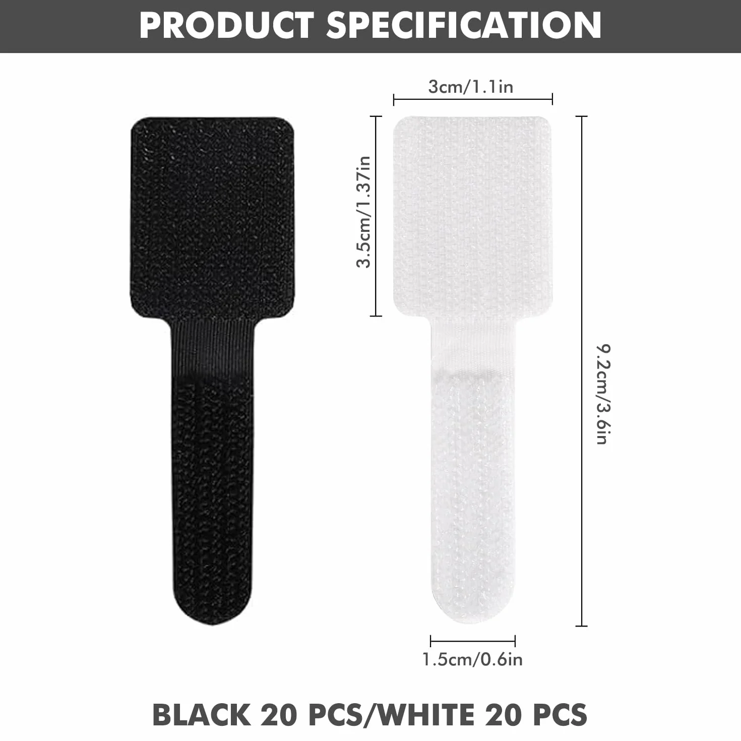 Cable Management 40 pièces organiseur câbles sous le bureau nylon réutilisable autocollant