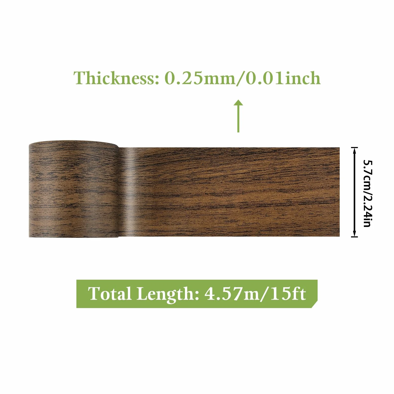 Ruban adhésif de réparation grain de bois réaliste imperméable 5,7 cm x 4,57 m marron foncé
