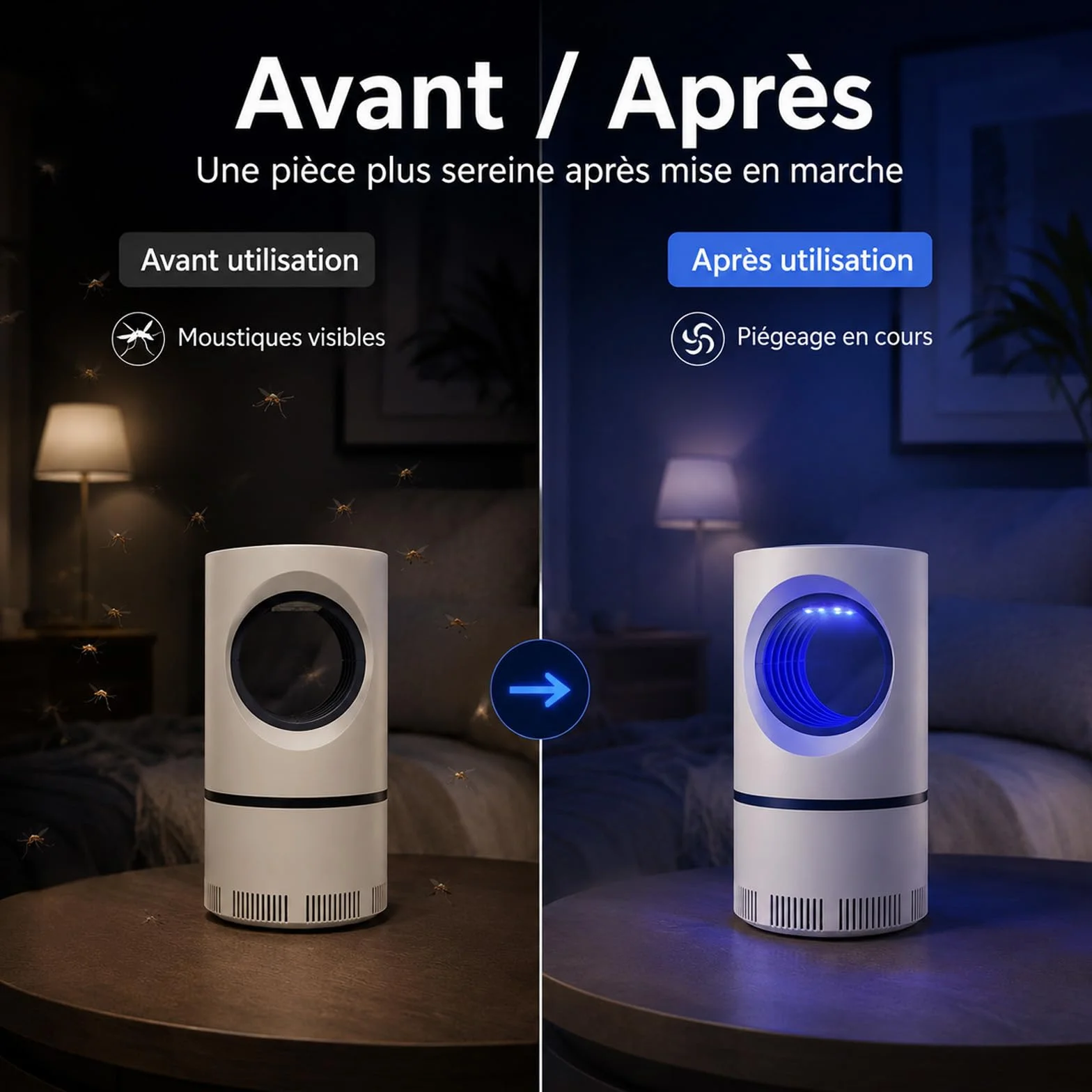 Zapper Piège Anti-Insectes Électrique USB Lampe Anti-Moustiques Silencieuse Compact