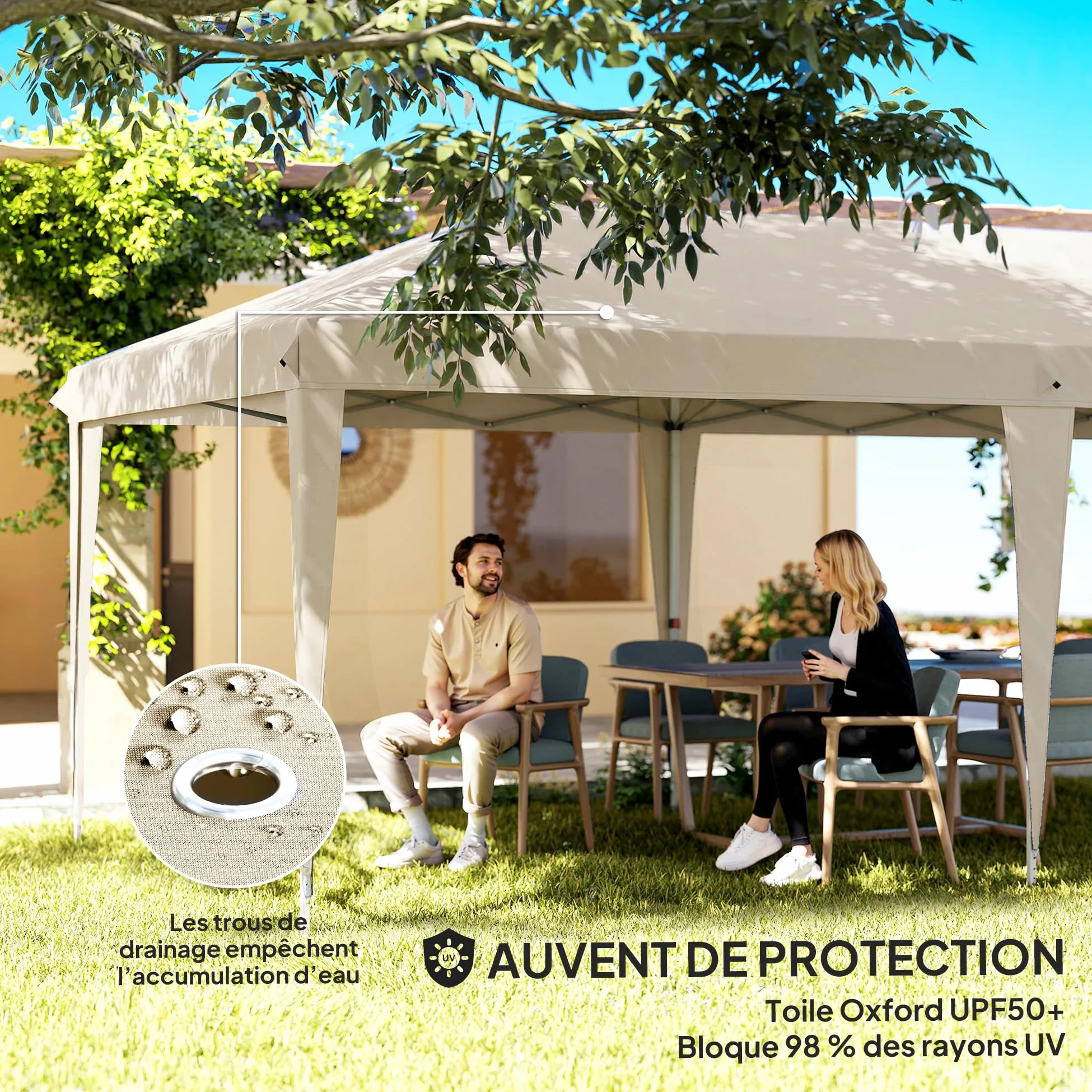 Outsunny Tonnelle de Jardin 3x6m Barnum Pliant avec Côtés Amovibles - Tente de Réception Structure en Acier Renforcée - Abri de Jardin Pop-up pour Mariage, Fête et Marché, Sac de Transport, Beige