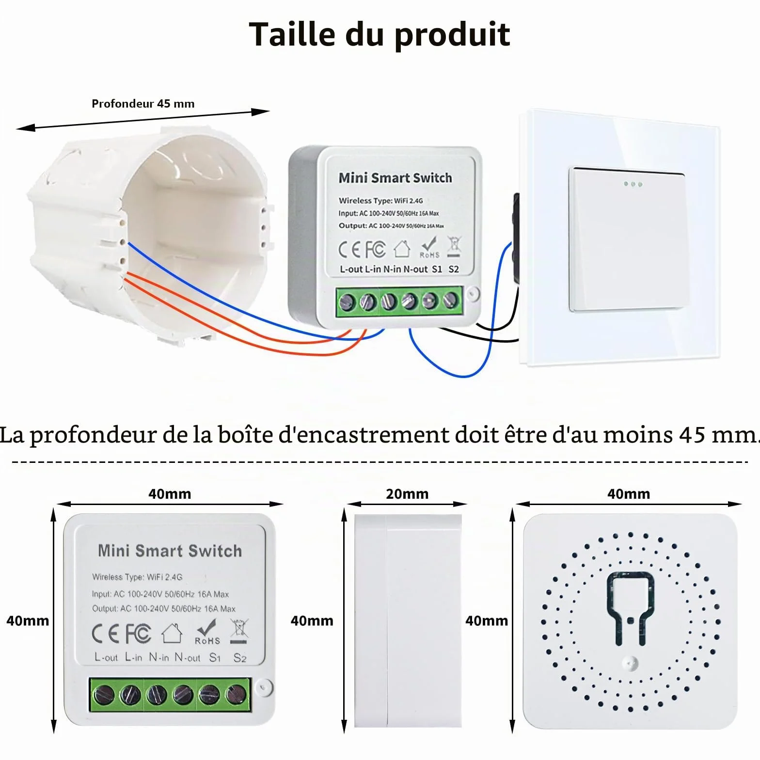 Interrupteur WIFI intelligent 2 voies compatible Tuya Alexa Google Home, module DIY, conducteur neutre nécessaire