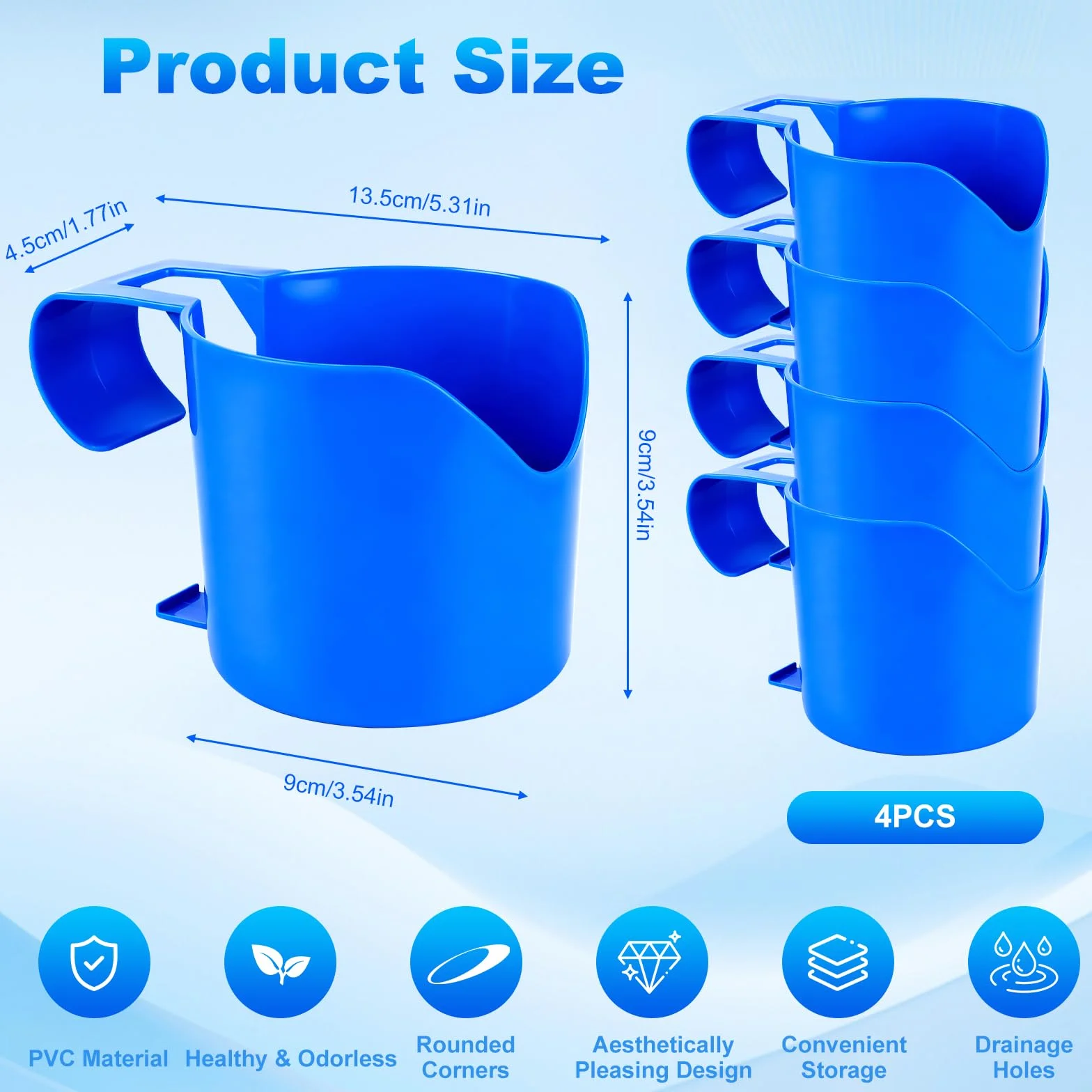 Lot de 4 porte-gobelets de piscine Poolside - En plastique - Refroidisseur de caisse à bière - Pour piscine - Support suspendu - Accessoires de piscine pour piscine hors sol