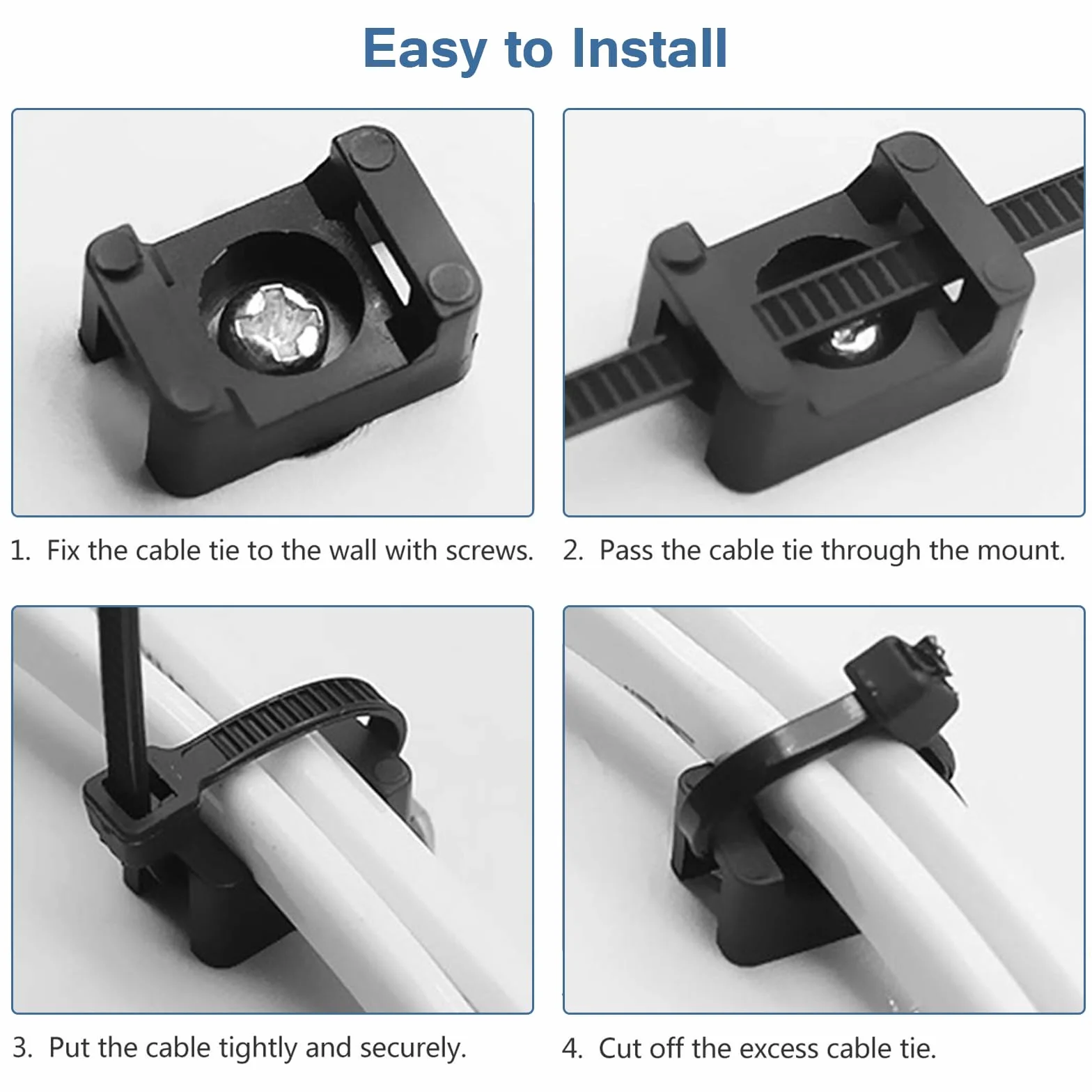 Attache de câble noir 150PCS supports 23mmx16mm type selle support de base