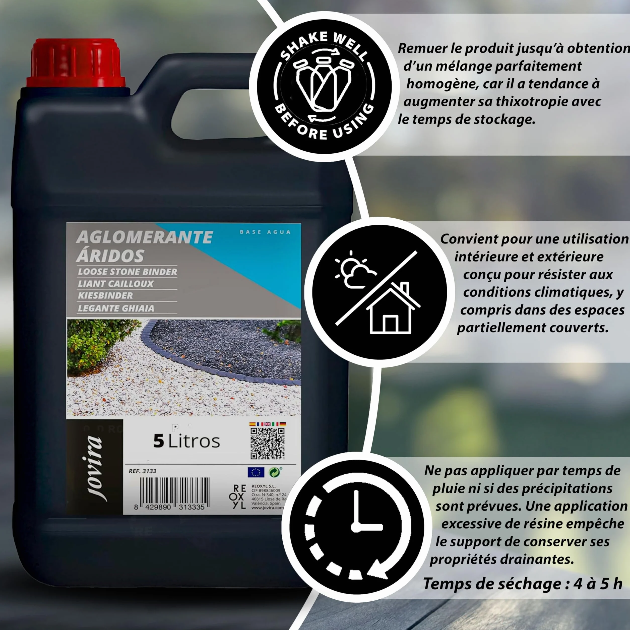 JOVIRA PINTURAS Résine extérieure pour gravier et cailloux 5 L