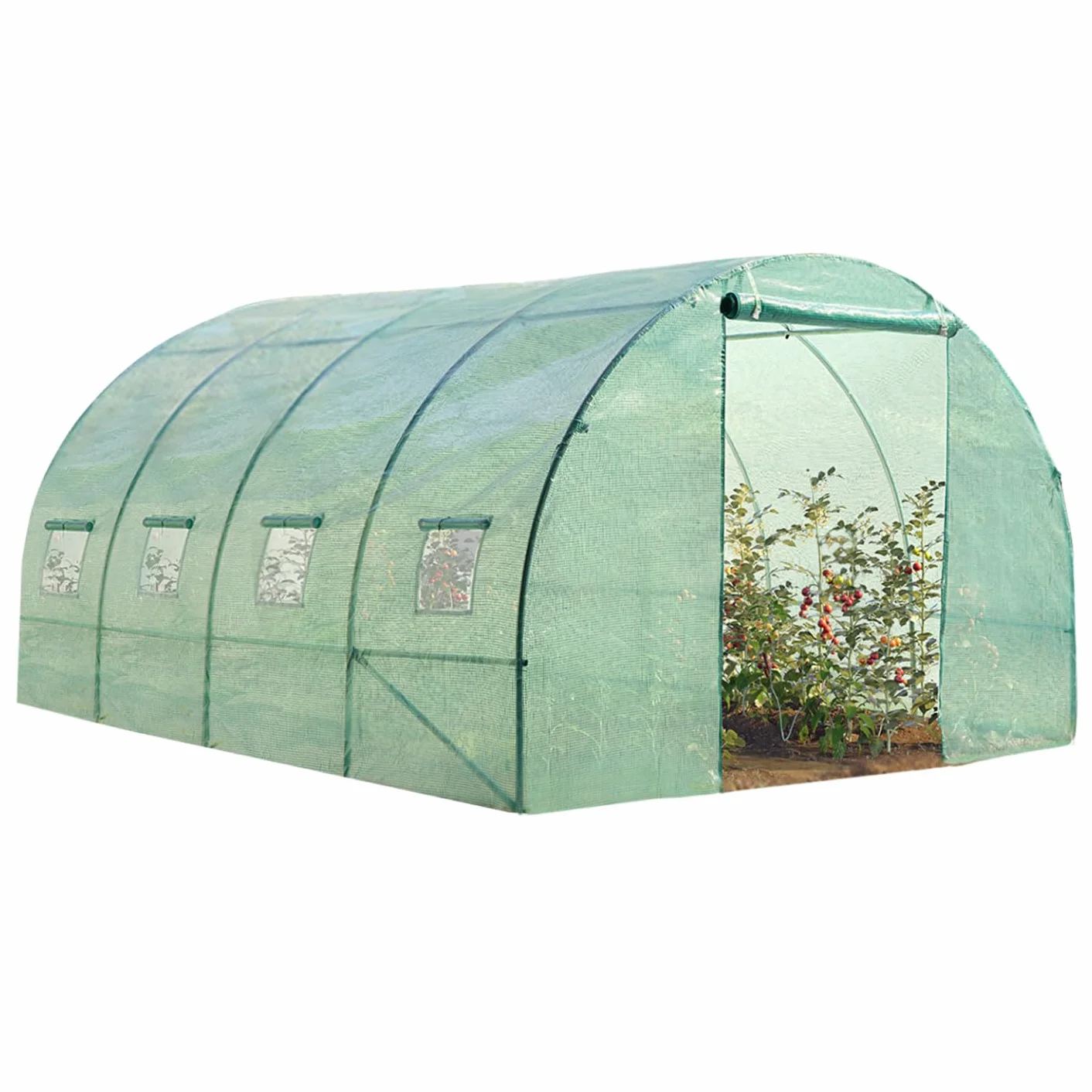 IDMarket - Serre Tunnel de Jardin 12M² Verte Gamme maraîchère Zebra 4x3M
