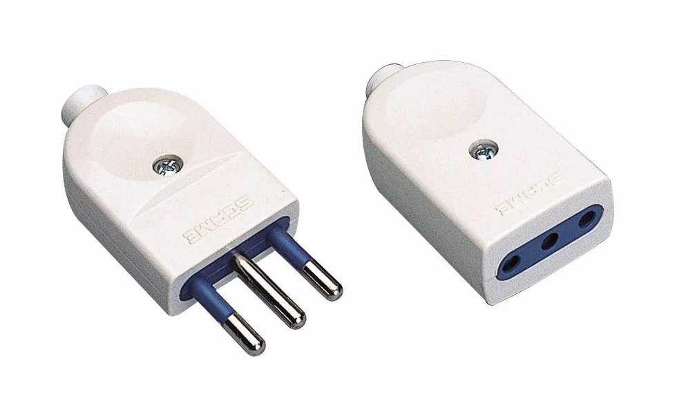 Poly Pool PP0442Q Fiche et prise 10A 2P+T Standard italien Blanc