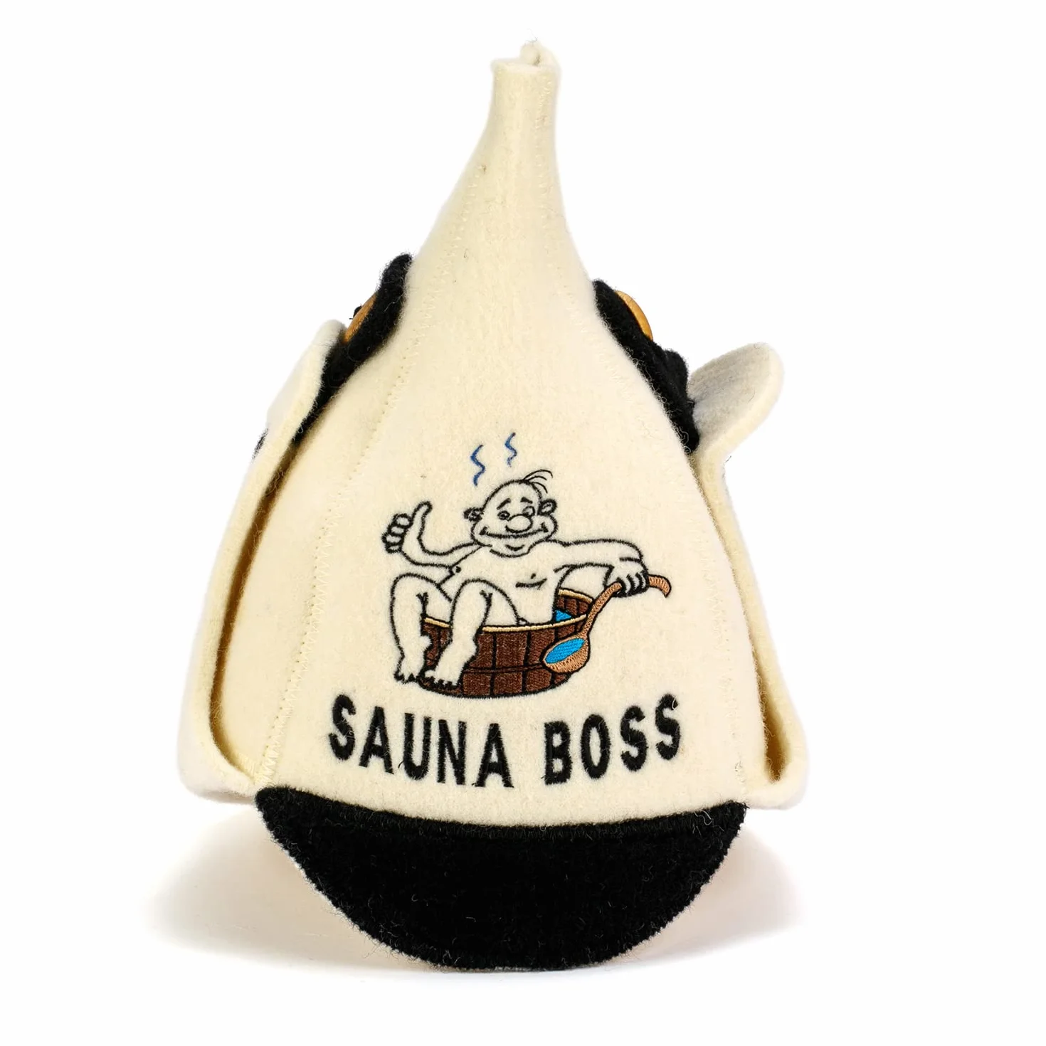 Chapeau de Sauna 'Sauna Boss Bucket' Blanc - 100% Chapeau en Feutre de Laine Biologique