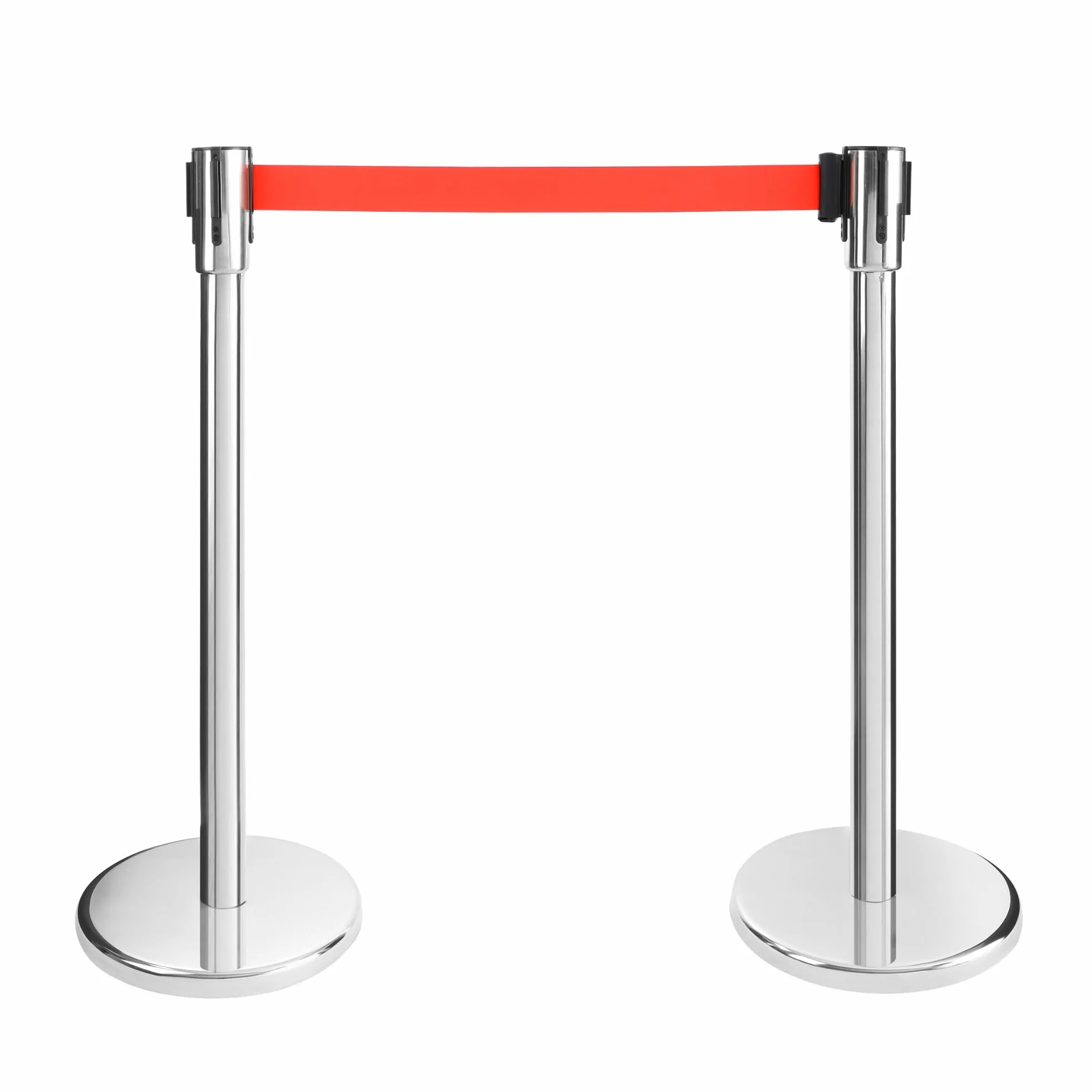 Arebos Barrières de sécurité Rétractable Poteaux de Guidage avec Cordes Rouge Argenté Système de Balisage