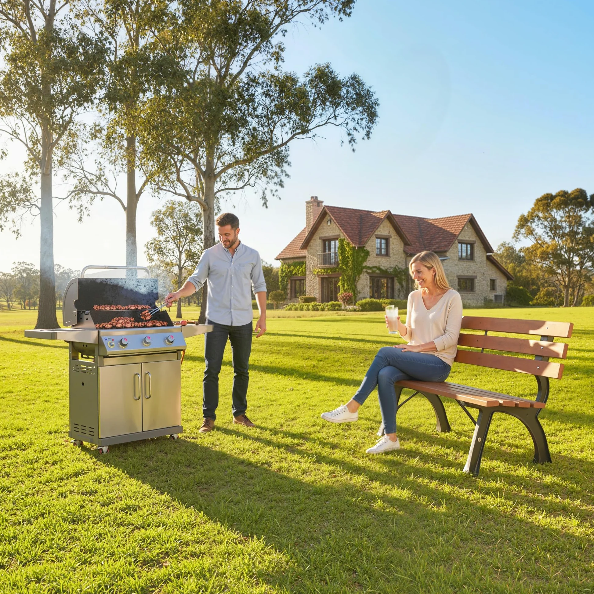Outsunny Banc de Jardin extérieur 2 Places en Aluminium et Lattes de Bois, dim. 120L x 57l x 70H cm