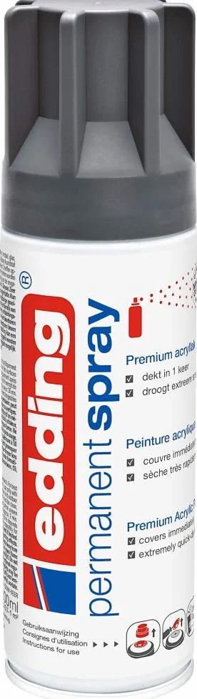 edding 5200 Permanent Spray Anthracite Matt 200 ml Acrylic Paint for Glass Metal Wood Ceramic Plastic Canvas