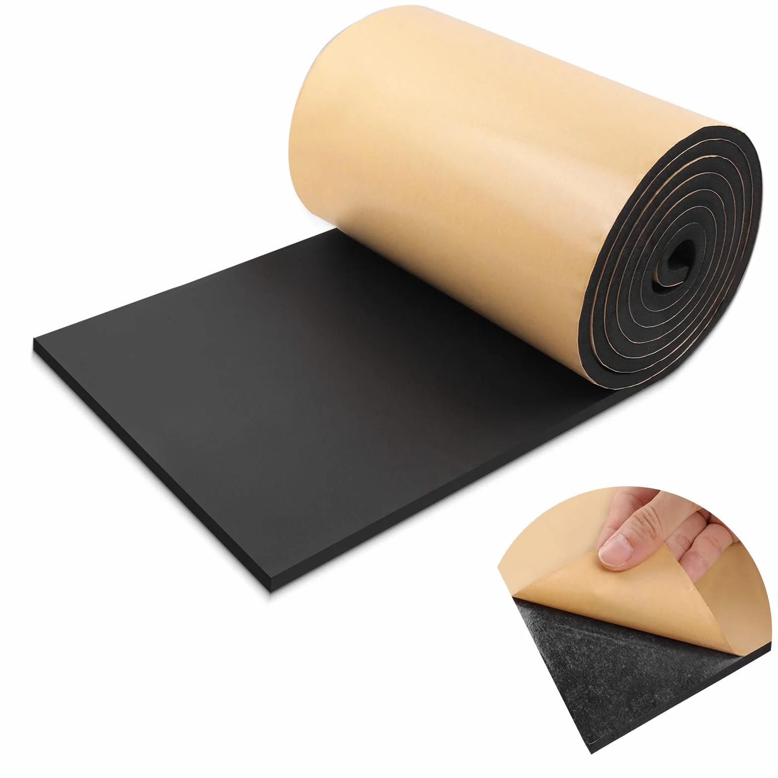 Plaque de mousse autocollante anti vibration isolation phonique 300mm×12mm×3m Noir