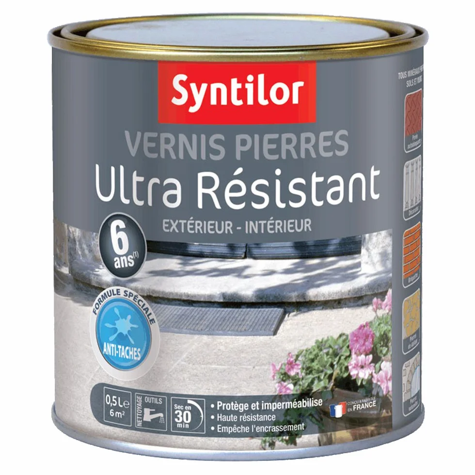 Syntilor Vernis Pierres Ultra Résistant 6 Ans Incolore Satiné 0,5L