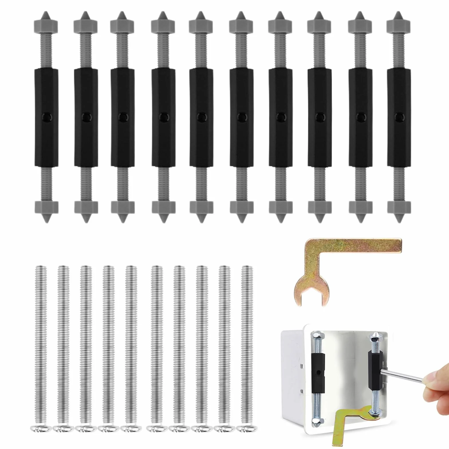 Kit de Réparation de Boîte Électrique 86 Type, Cassette Vis Support Rod, 10 Pièces