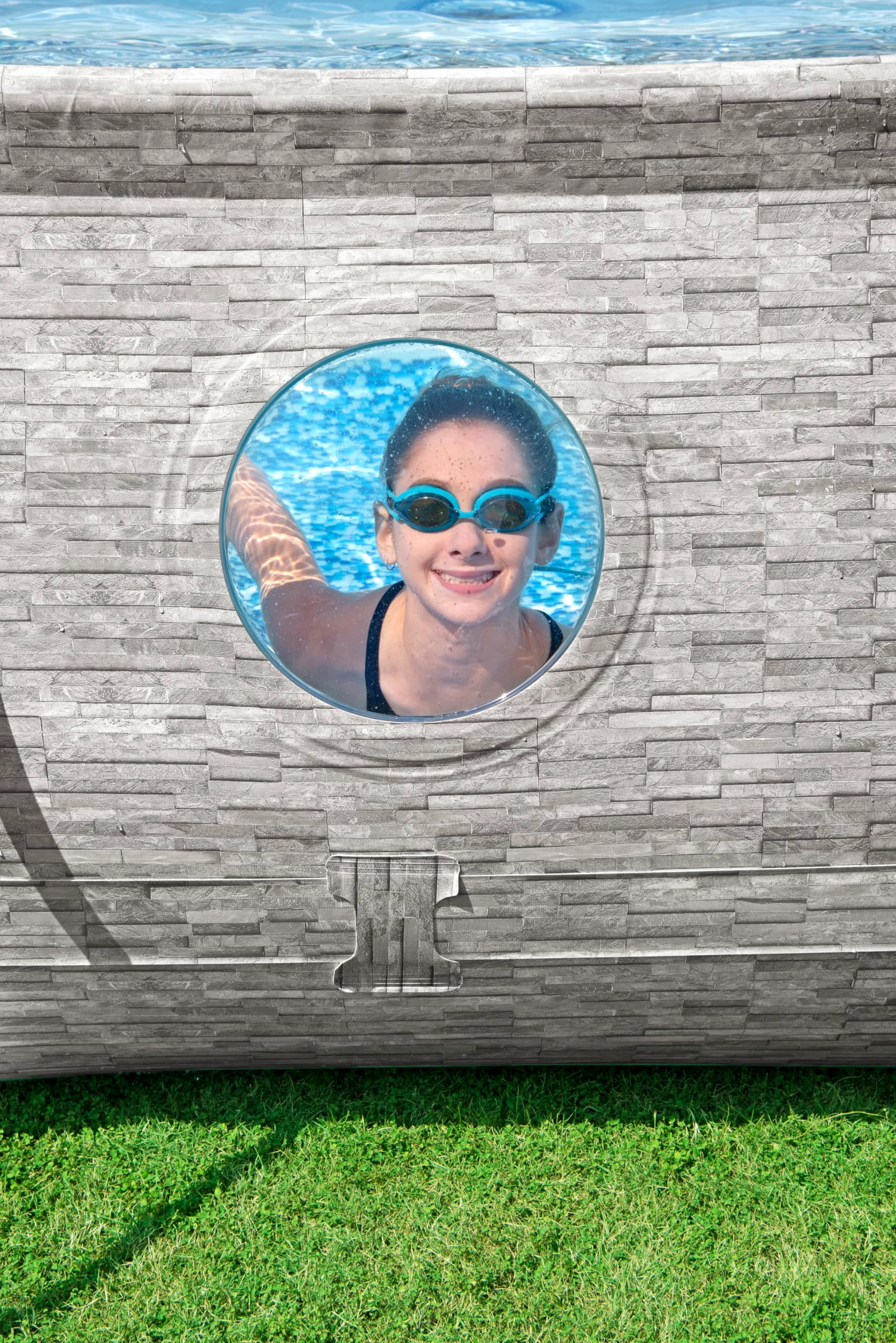 Bestway Power Steel Swim Vista Series Pool Kit Complet Ovale avec Filtre à Sable, échelle de sécurité et bâche 488 x 305 x 107 cm