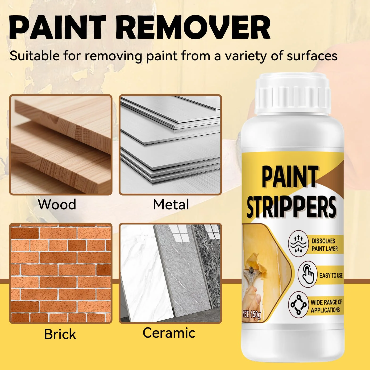 Décapant Peinture 150g, Décapant Peinture Bois Métal Puissant