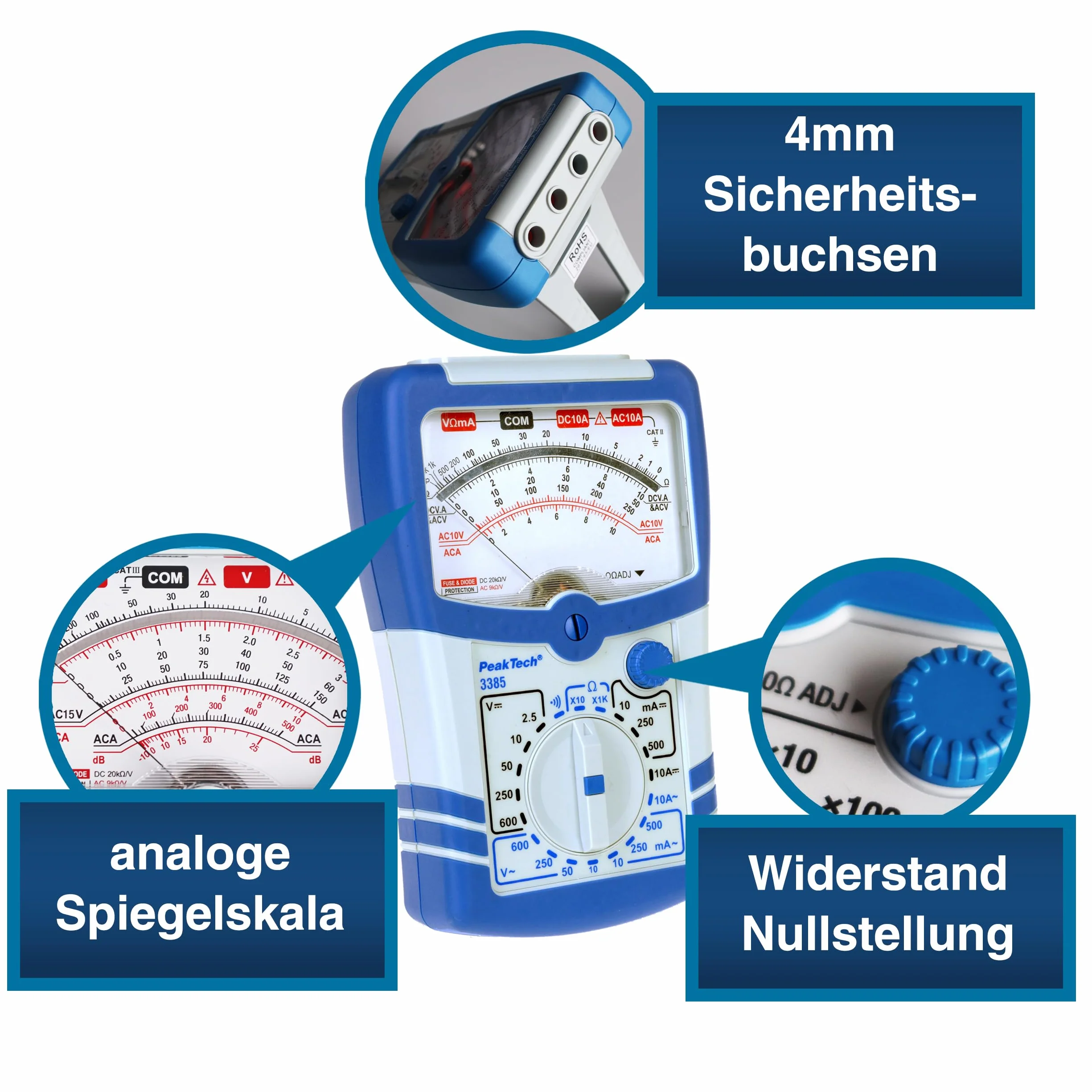 PeakTech P 3385 Multimètre analogique 600V AC DC 10A
