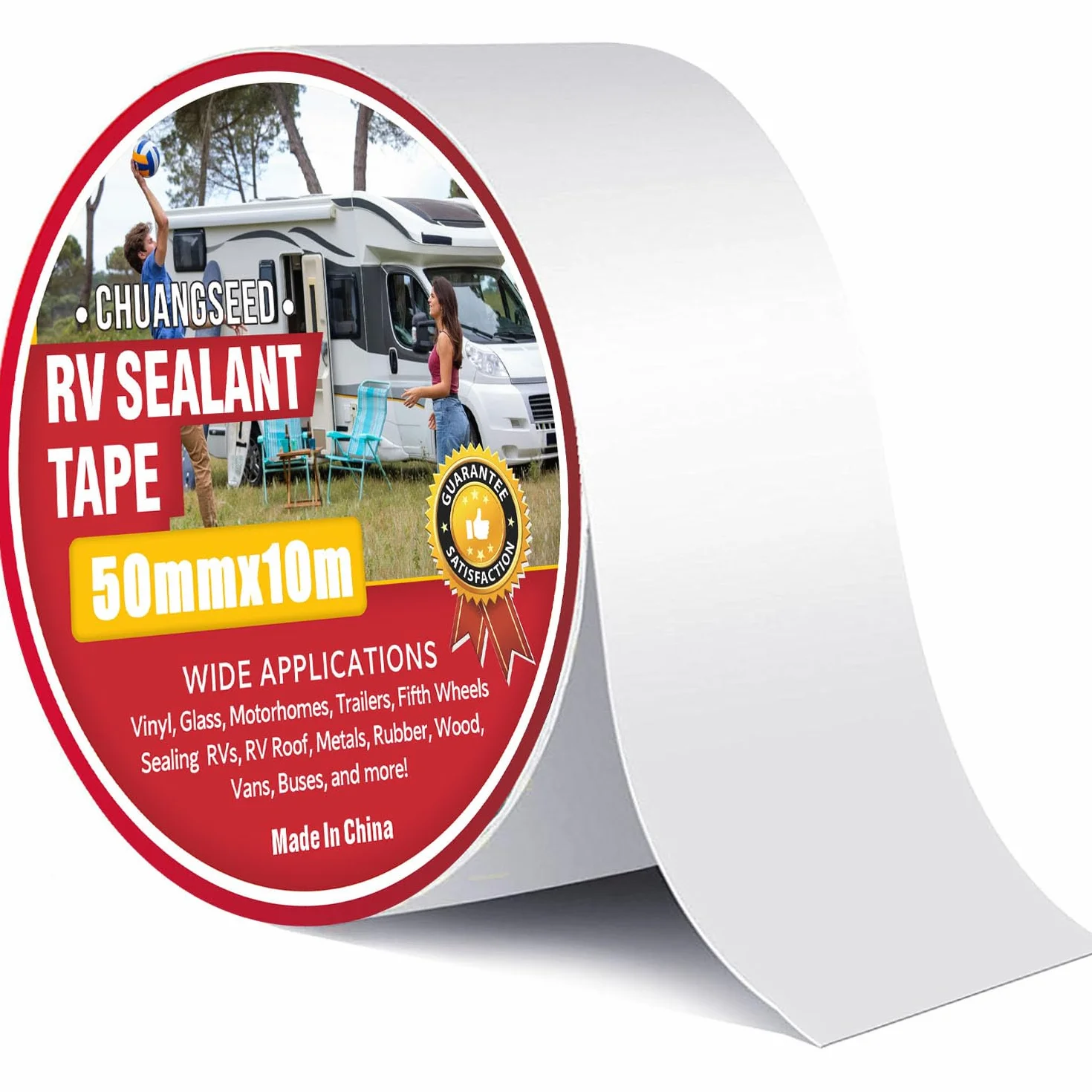 CHUANGSEED Ruban Adhésif de Réparation VR Blanc 5cmx10m Caoutchouc Butyle pour Caravane Camping-Car Bateau