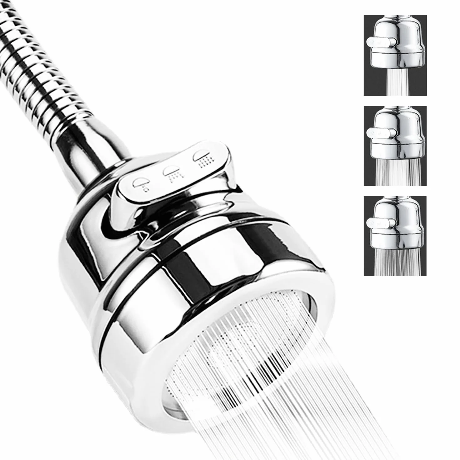 Mousseur robinet cuisine économie eau 3 modes acier inox flexible brise jet aérateur