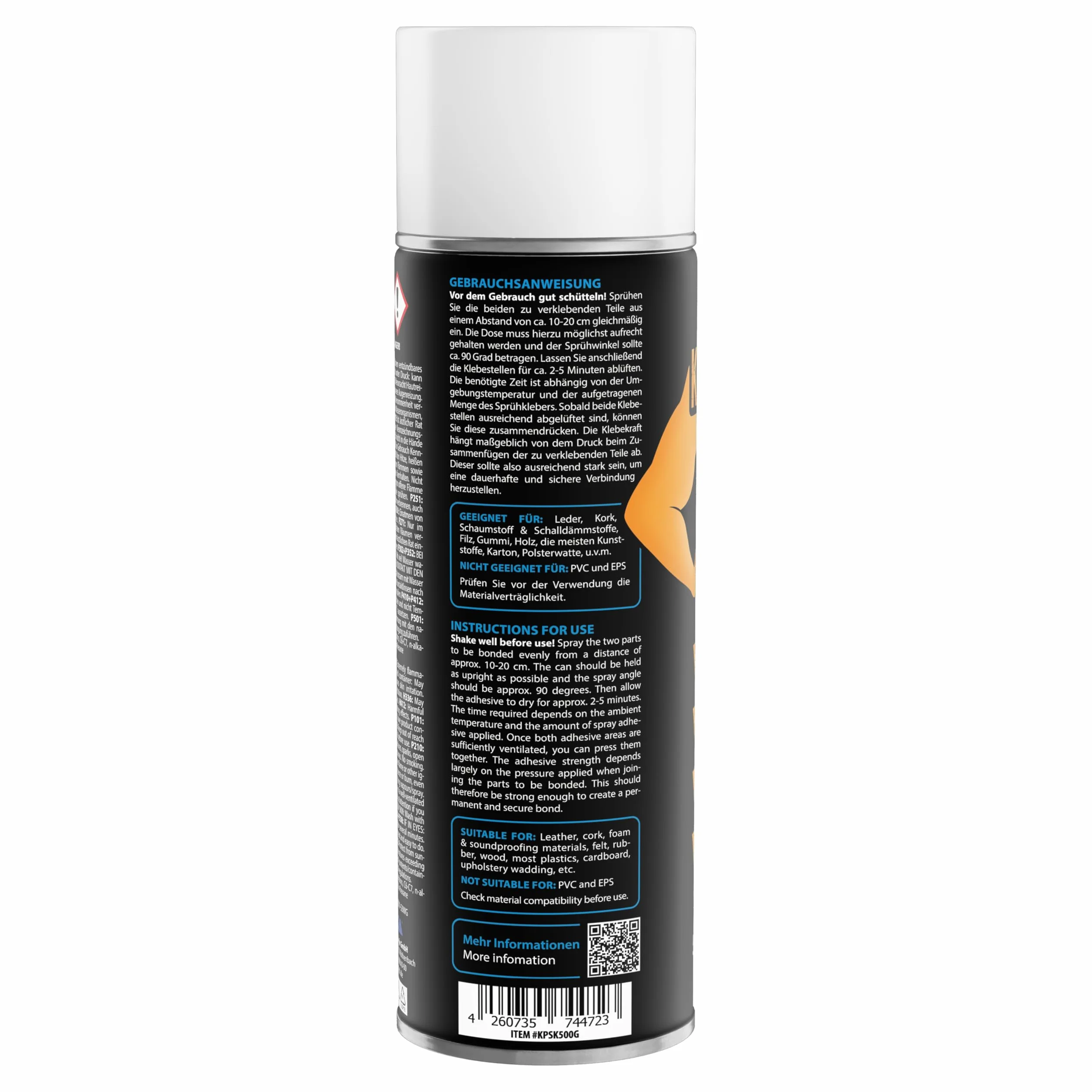 KRAFTPROTZ Colle en spray transparente ultra forte 500 ml résistante à +70 °C pulvérisation réglable