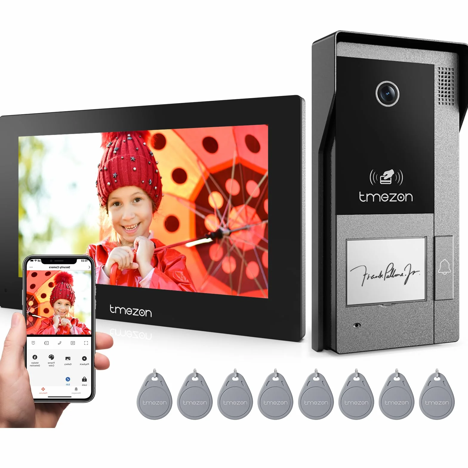 TMEZON M790 Visiophone Connecté Interphone Vidéo Filaire IP 7" Écran Tactile 1080P Sonnette Caméra Vision Nocturne