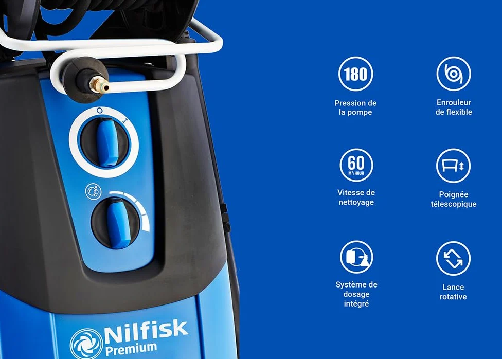 Nilfisk Nettoyeur Haute Pression Premium 180 Bars - Grande Performant pour Le Jardin, Terrasse et Voiture (2900 W) 128471147