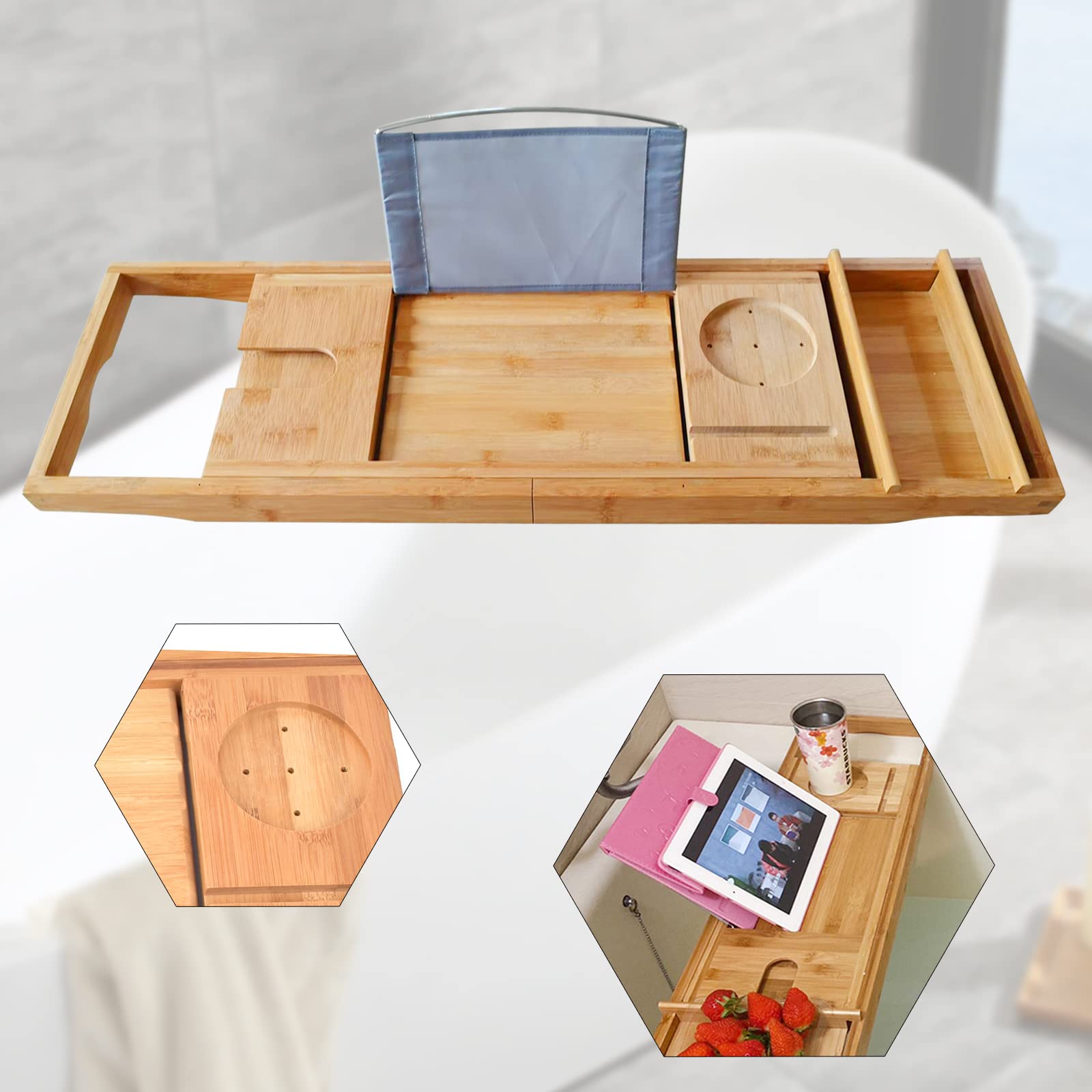 Extendable Bamboo Bath Caddy for Elevated Relaxation