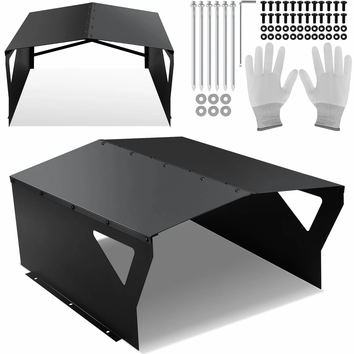 Gimisgu Toit de protection galvanisé pour robot tondeuse à gazon, avec gants et protection UV, idéal contre la pluie et la grêle, 78 x 60 x 34 cm, noir