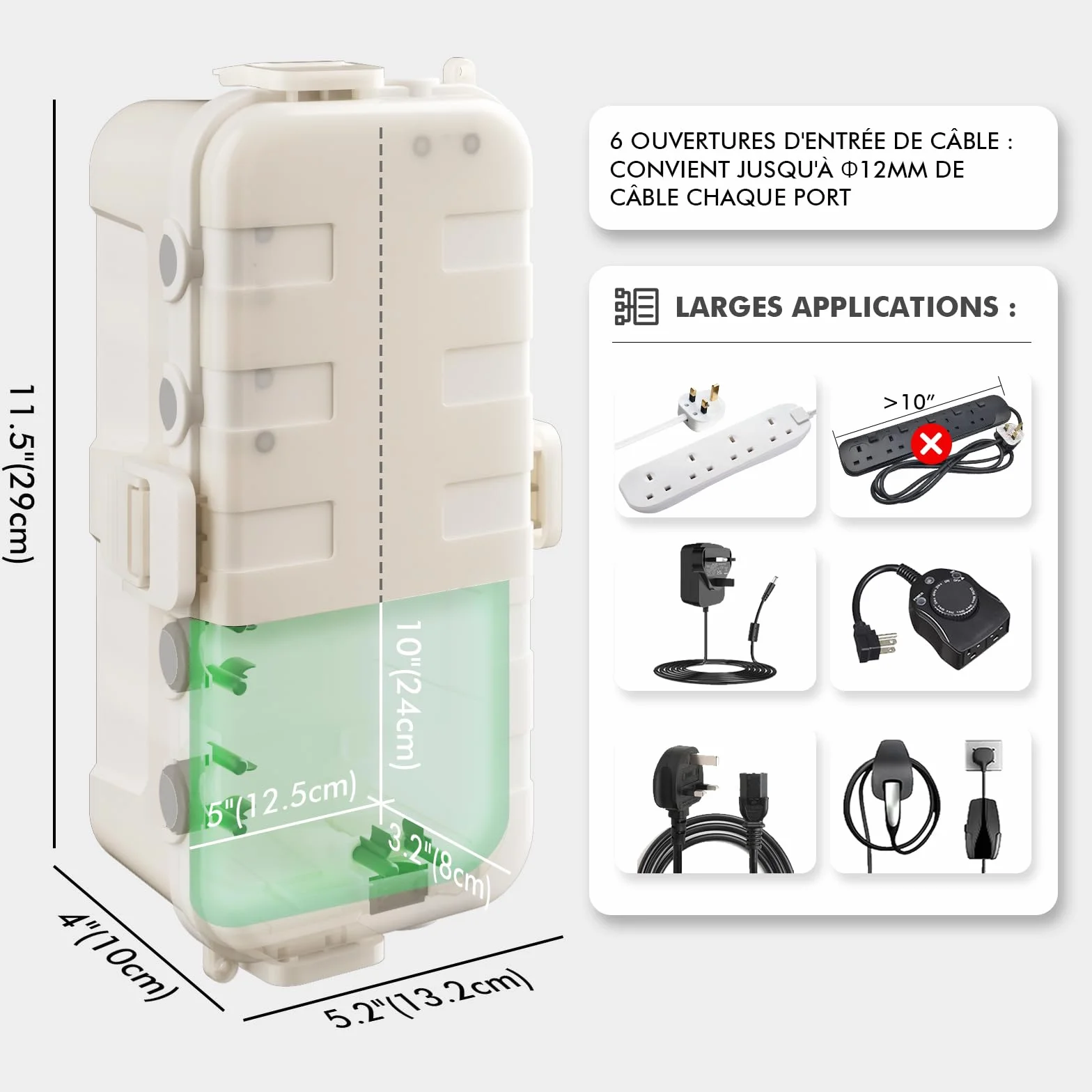 RESTMO Boîte à Câbles Étanche IP54, Boite Electrique Exterieur, Protège Rallonges et Multiprises