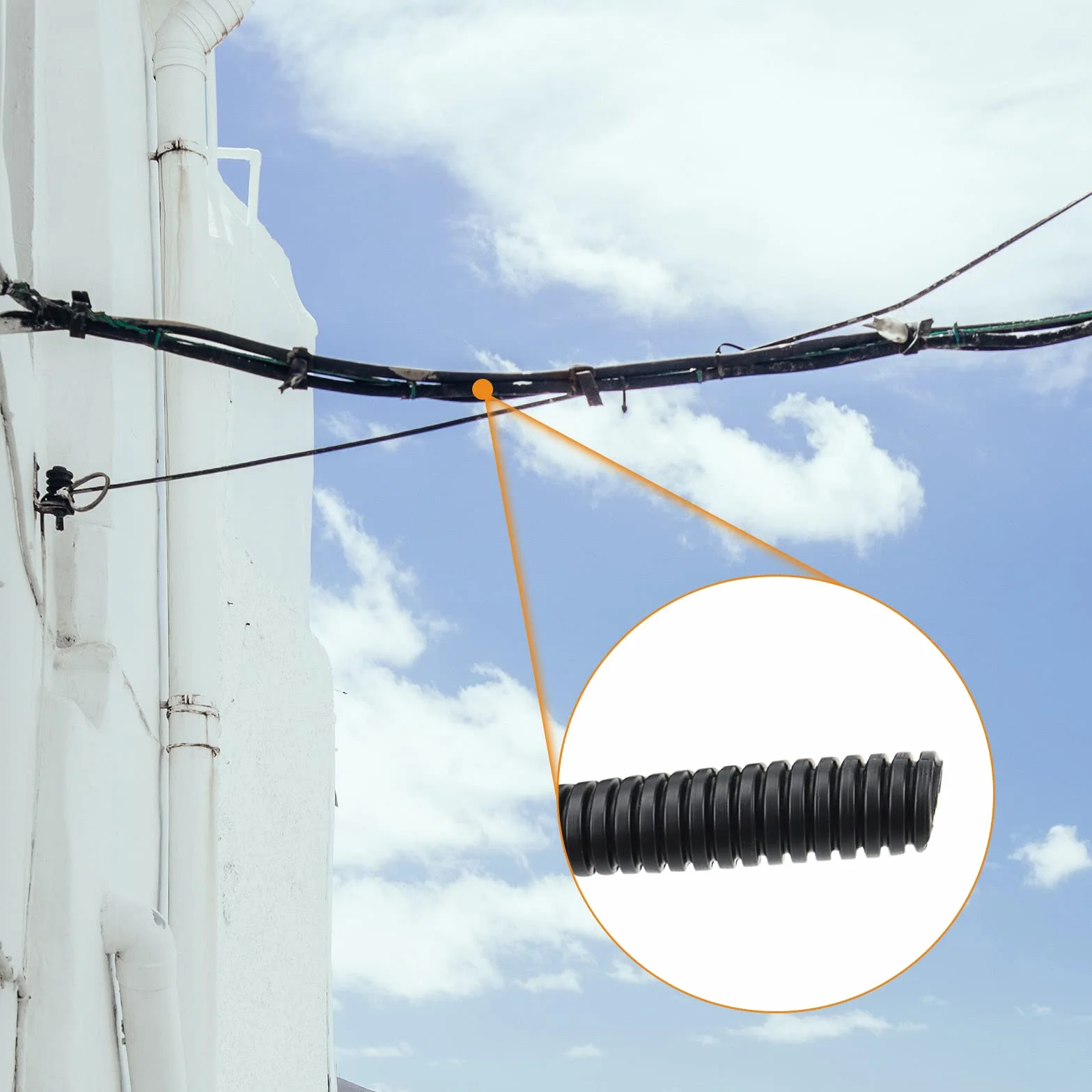 Gaine Electrique Exterieur Annelée Fendue 50m ID 10mm x OD 13mm Tuyau Ondulé Flexible Noir