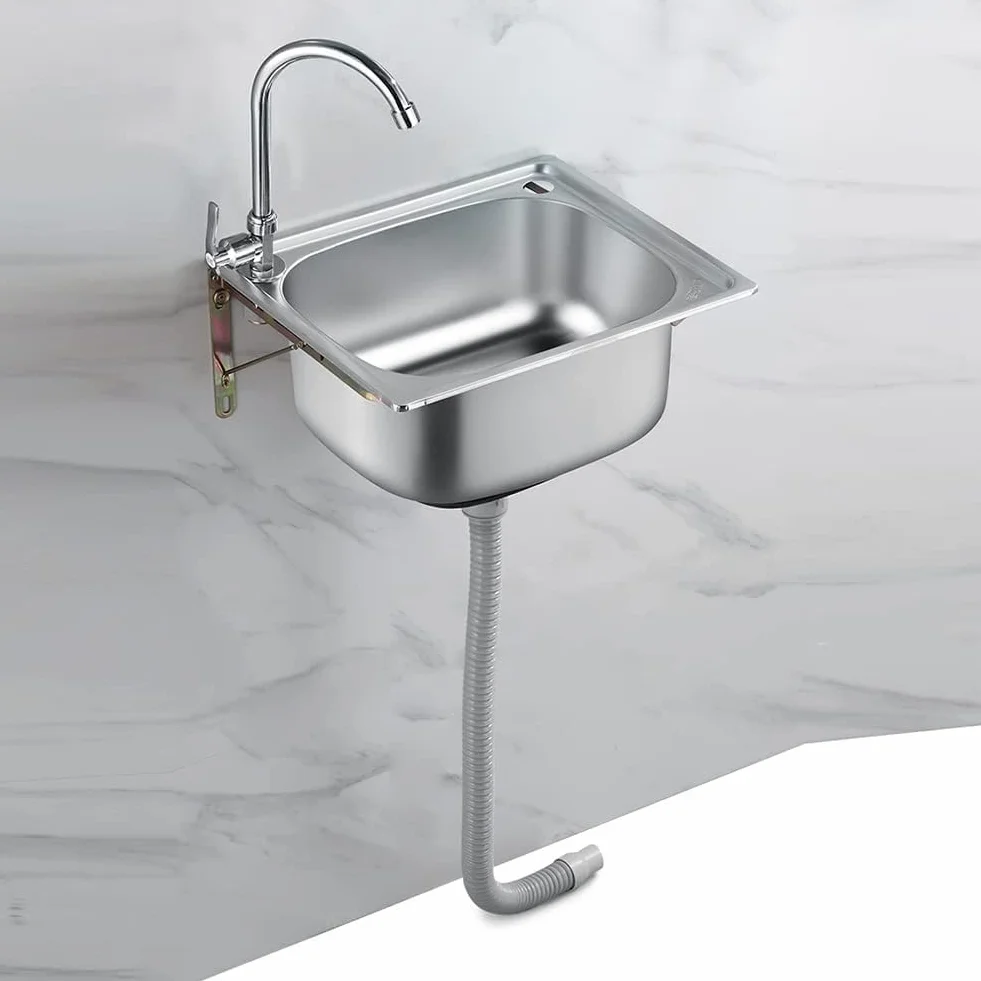 Évier de Cuisine Acier Inoxydable Bol Unique Camping-car RV Encastrée Égouttoir Réversible