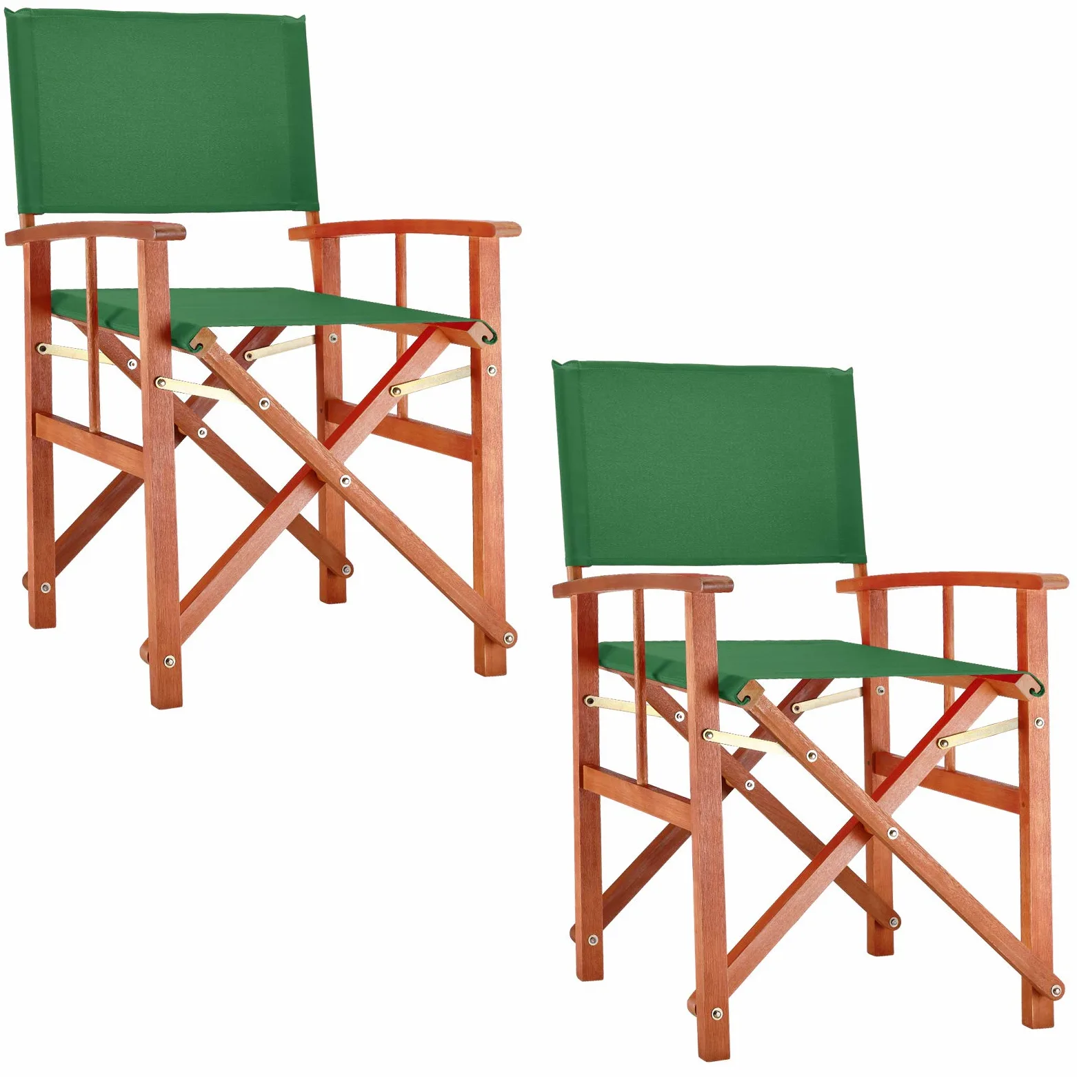 CASARIA Cannes Lot de 2 chaises de directeurs en bois | Certifié FSC | Bois d'eucalyptus | Meubles de jardin pliables pour intérieur et extérieur | Jardin pliable Pop Up Camping Pêche | Vert