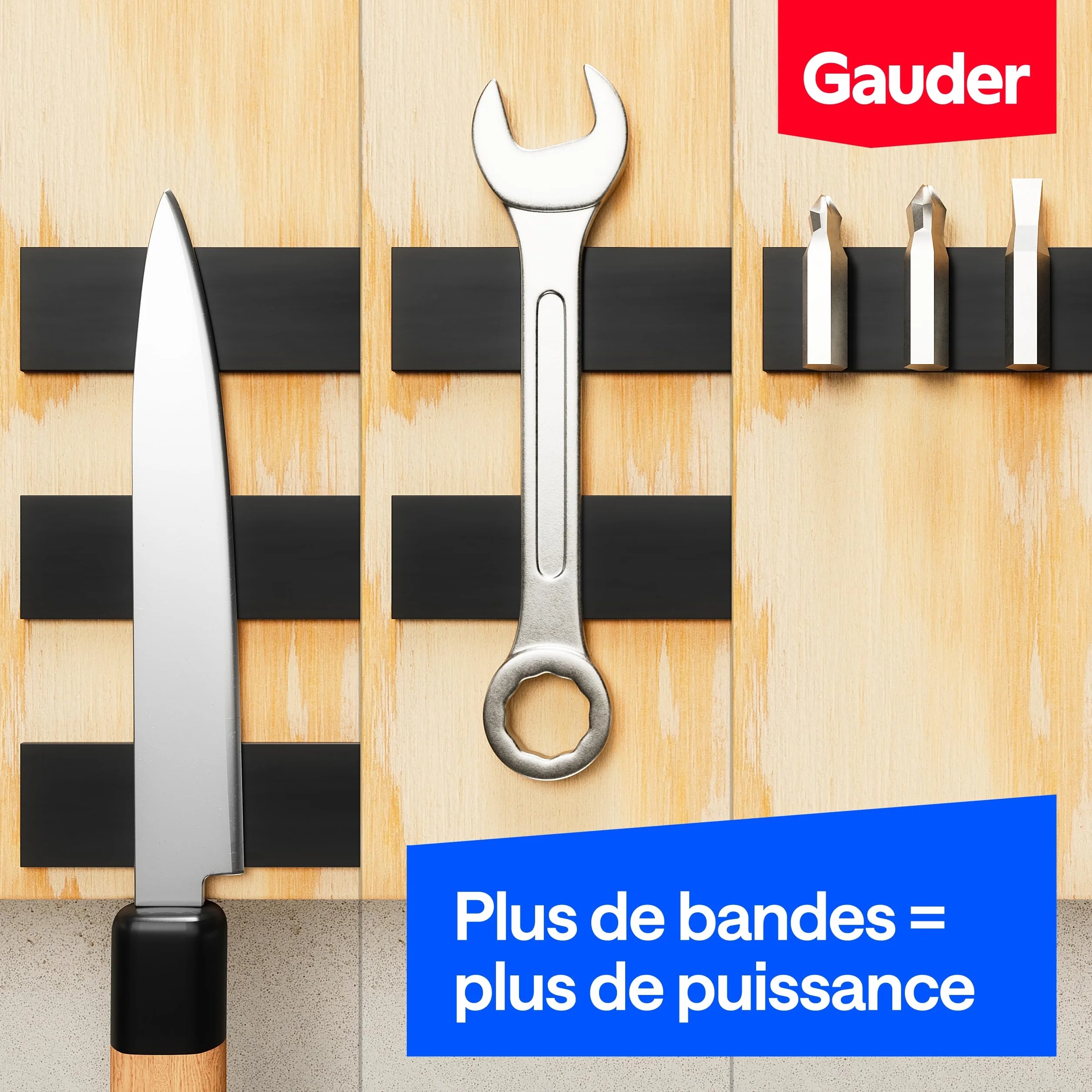 GAUDER Bandes Magnétiques Autocollantes 15 cm x 25 mm x 2 mm 10 Pièces