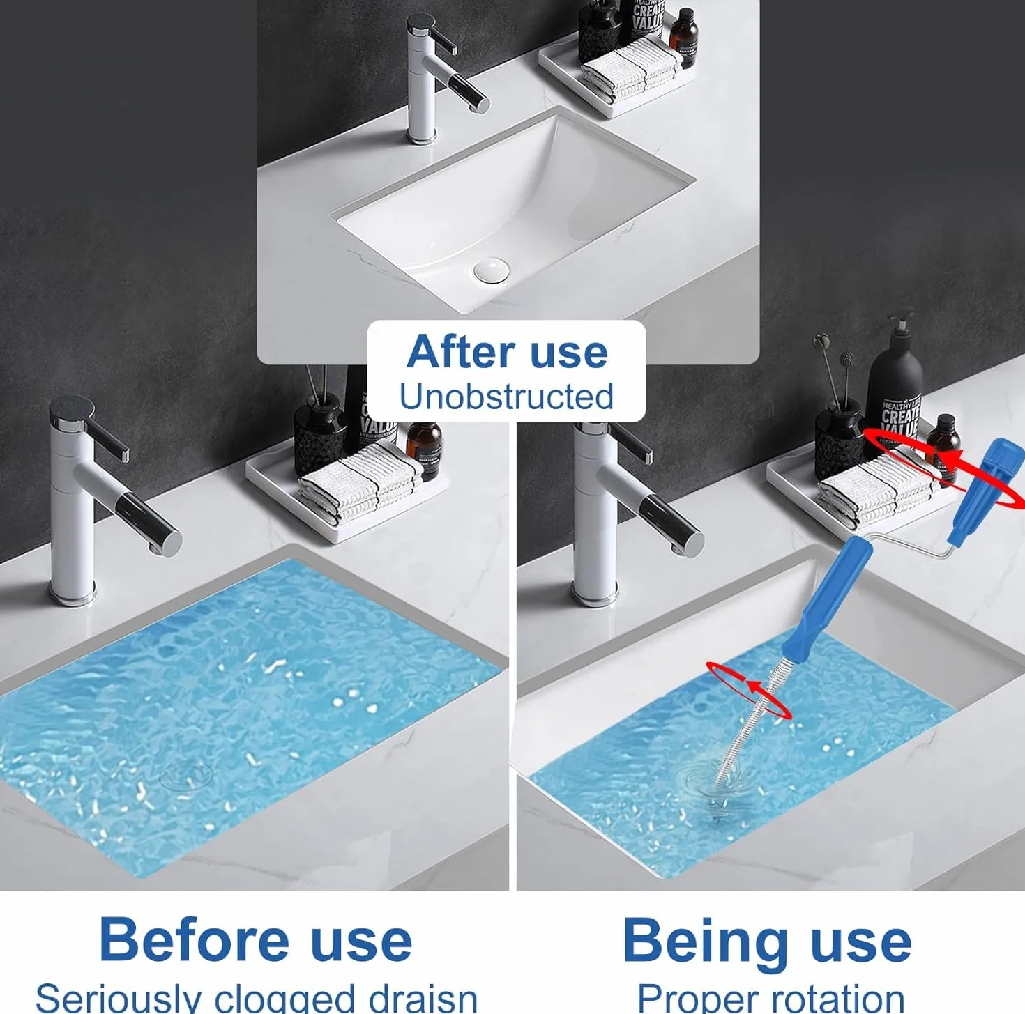 Furet Déboucheur Canalisation Professionnel Lot de 2 3m 0,6m Pour WC Evier
