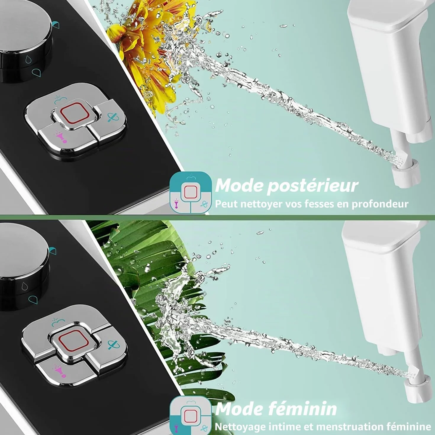 Pulvérisateur Bidet non électrique double buses rétractables autonettoyantes bouton poussoir réglable eau froide
