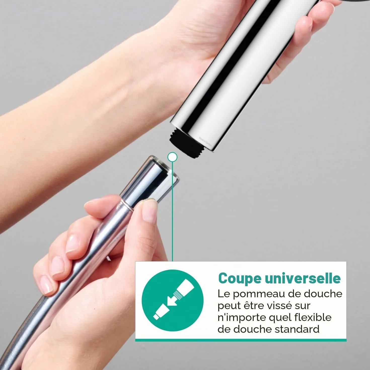 hansgrohe Pulsify Select S Pommeau de douche économie d'eau 9 l/min EcoSmart Douchette à main 3 types de jet Edition Relaxation Ronde 105 mm Chromé