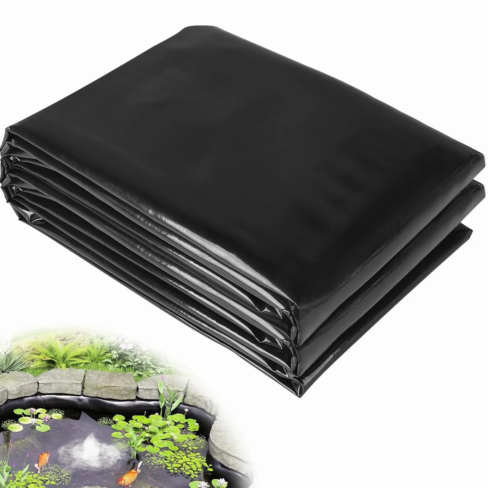 Bâche pour Bassin PEHD 3x3m Noir 0,5mm Épaisseur Résistante aux UV