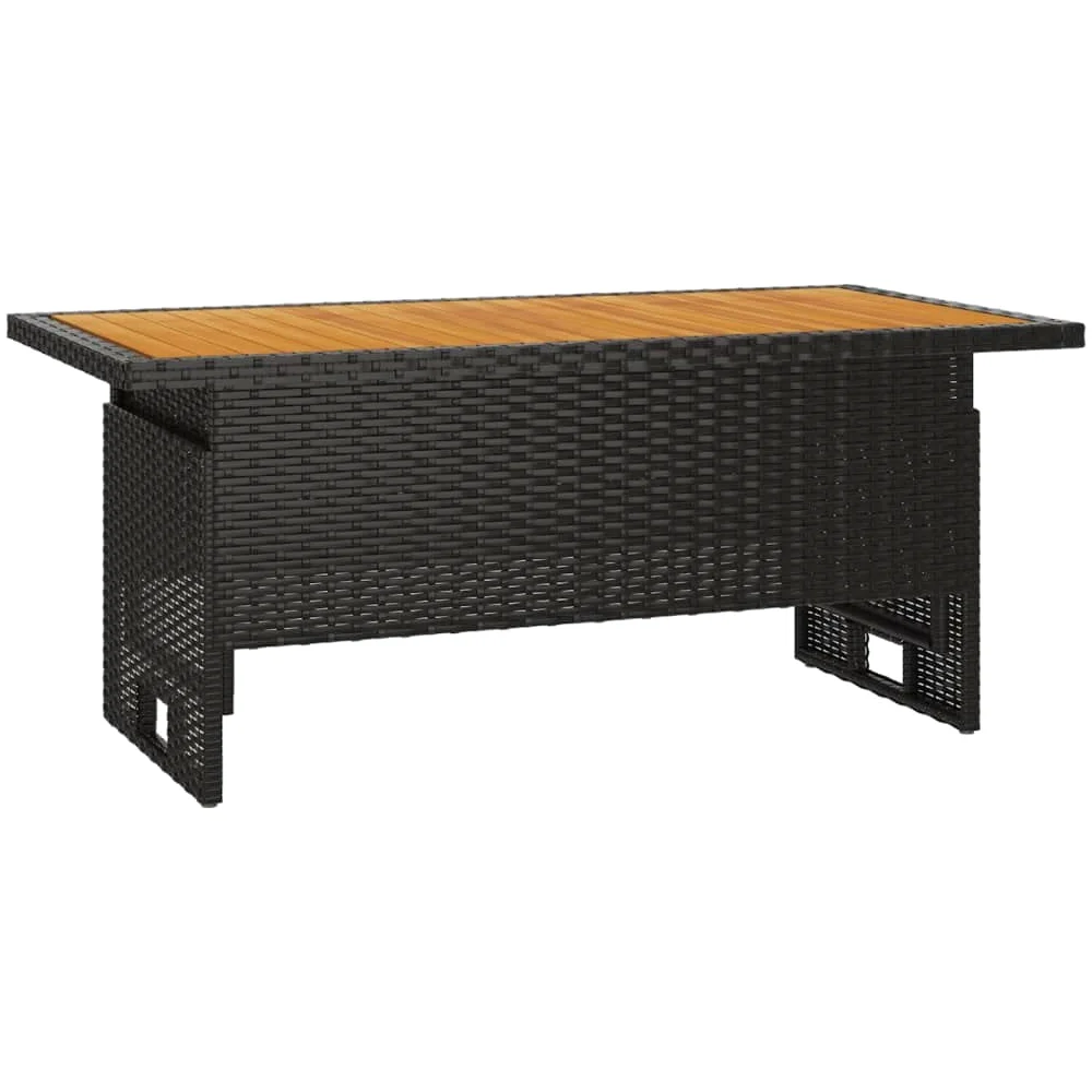 Tomostar Table Basse de Jardin, Table d'appoint Salon Terrasse Extèrieur Noir 100x50x43/63 cm Acacia et résine tressée