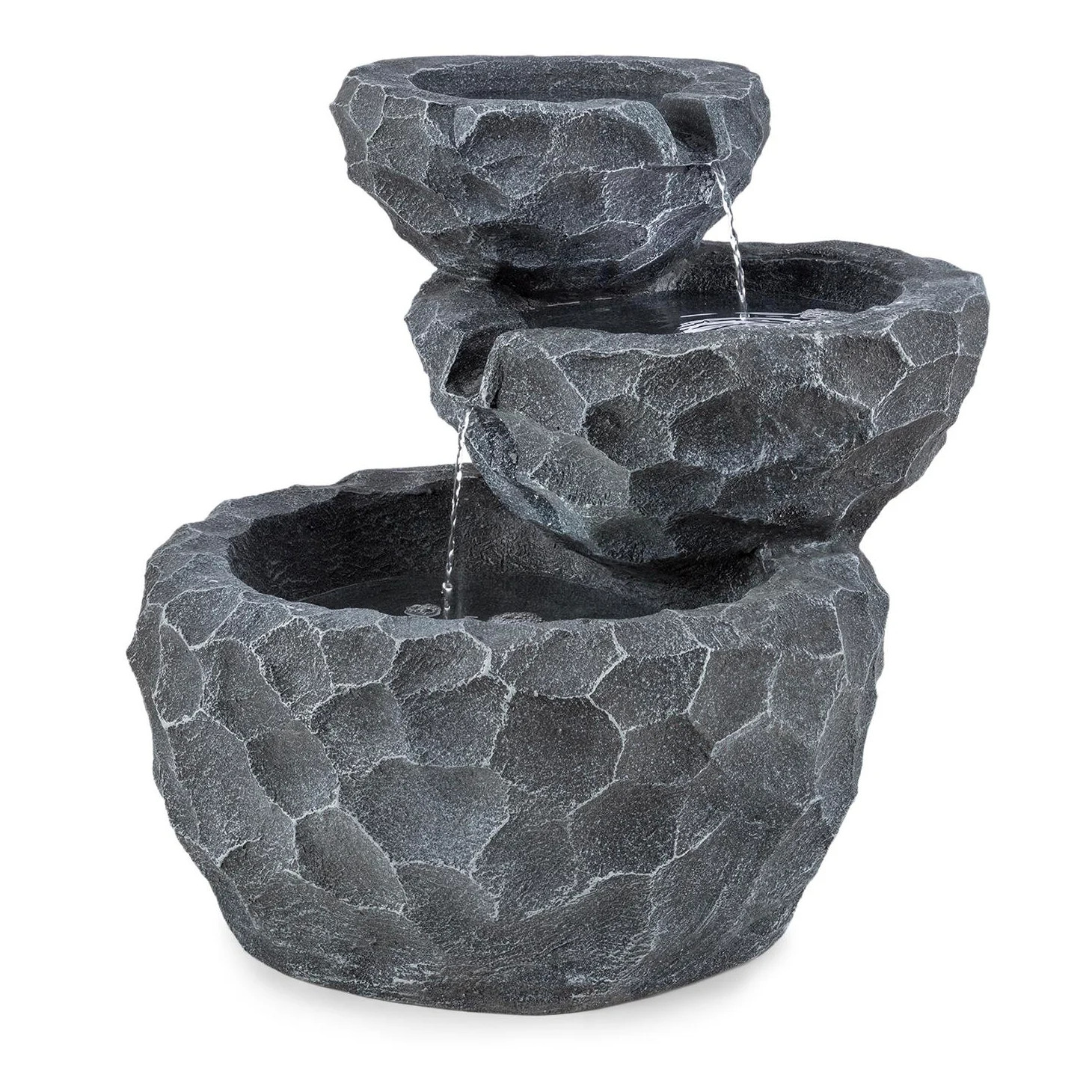 blumfeldt Murach - Fontaine Solaire en Cascade, Fontaine de Jardin, éclairage LED, Panneau Solaire 2kW, Patterie 2000mAh, en polyrésine résistante au Gel
