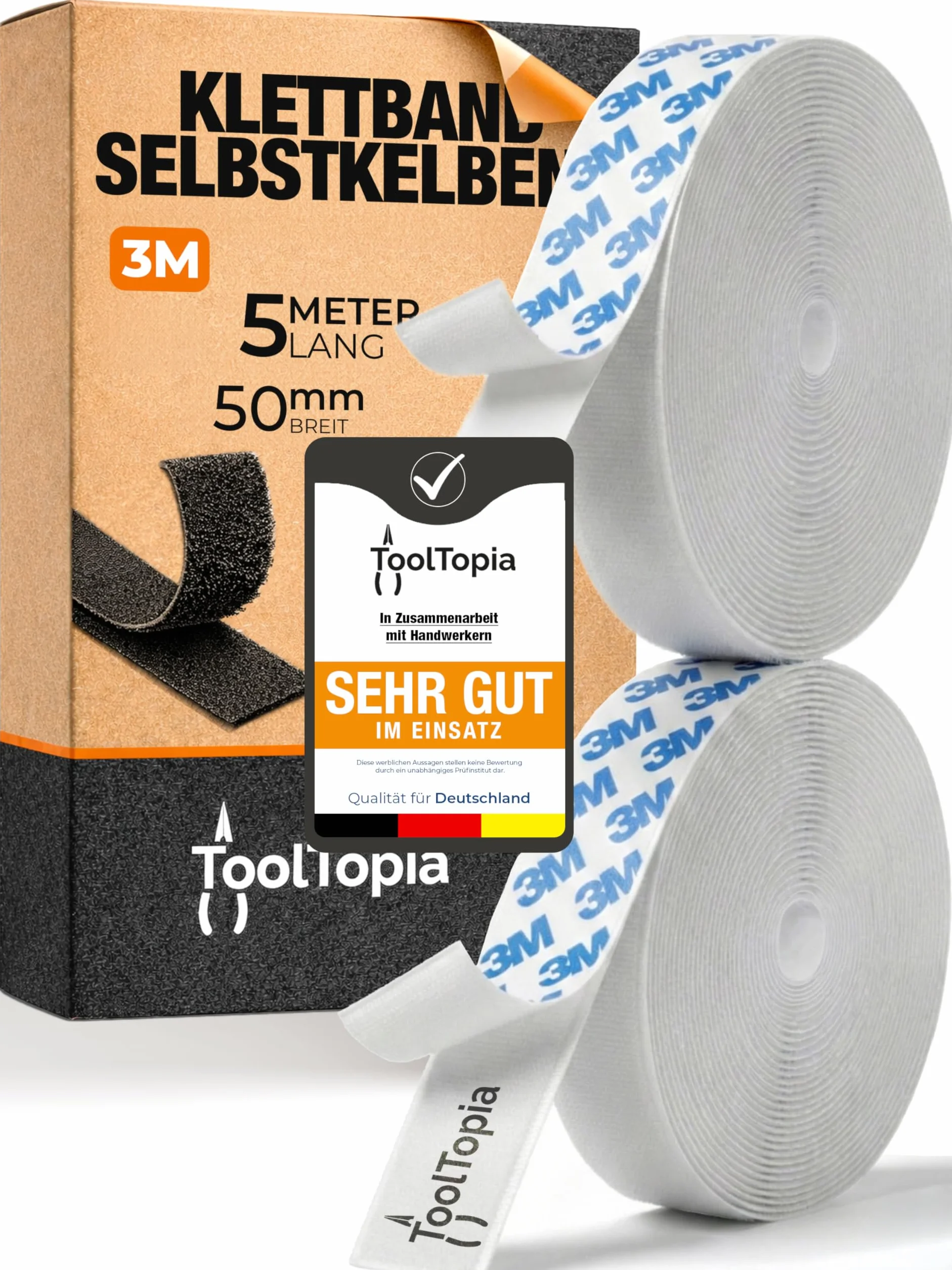 Bande autocollante 3M extra forte 50 mm x 5 m Blanc ruban adhésif bricolage