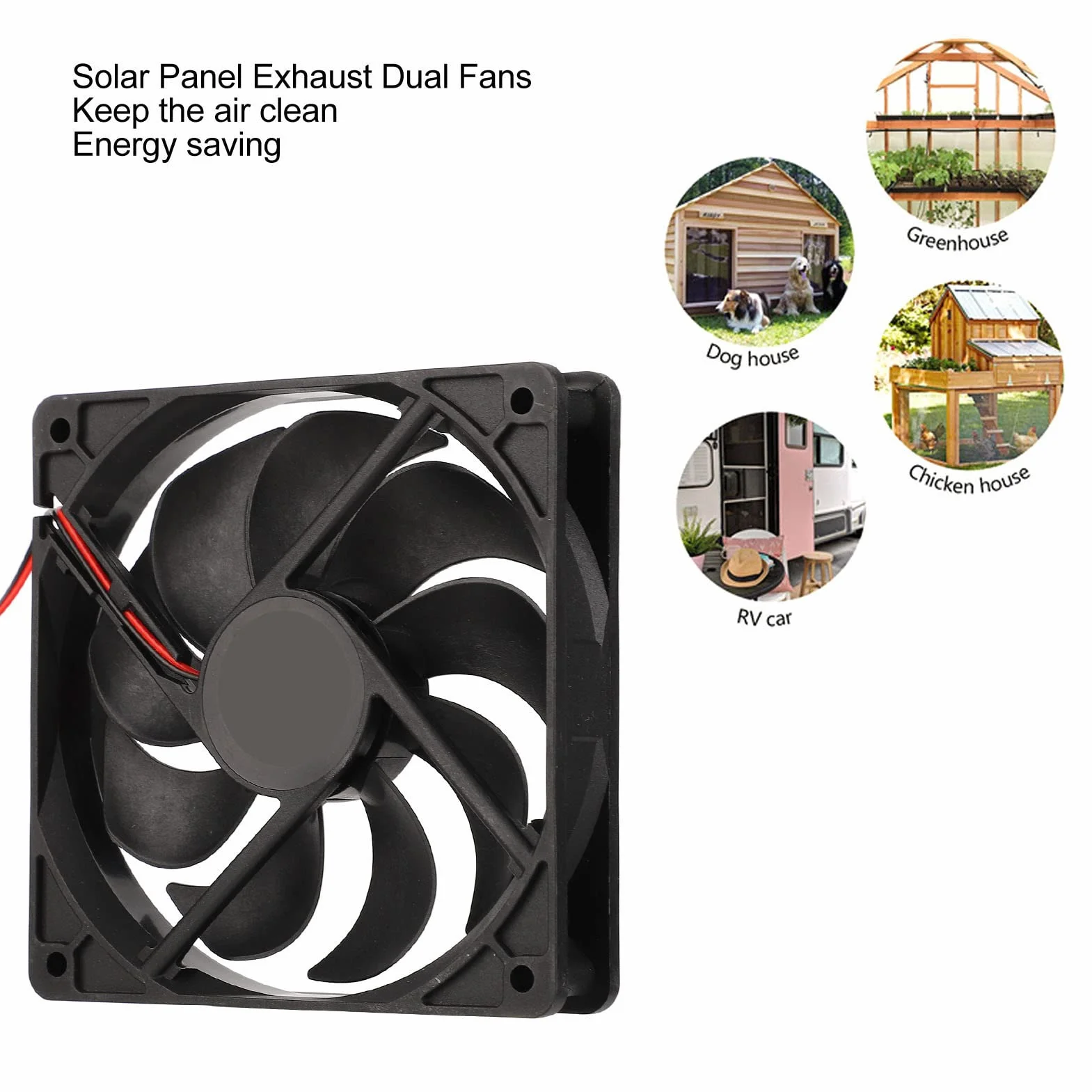 Ventilateur Solaire, Double Ventilateur Énergétique 10W 12V avec Panneau Solaire pour Serre Poulailler Maison Refroidissement Efficace