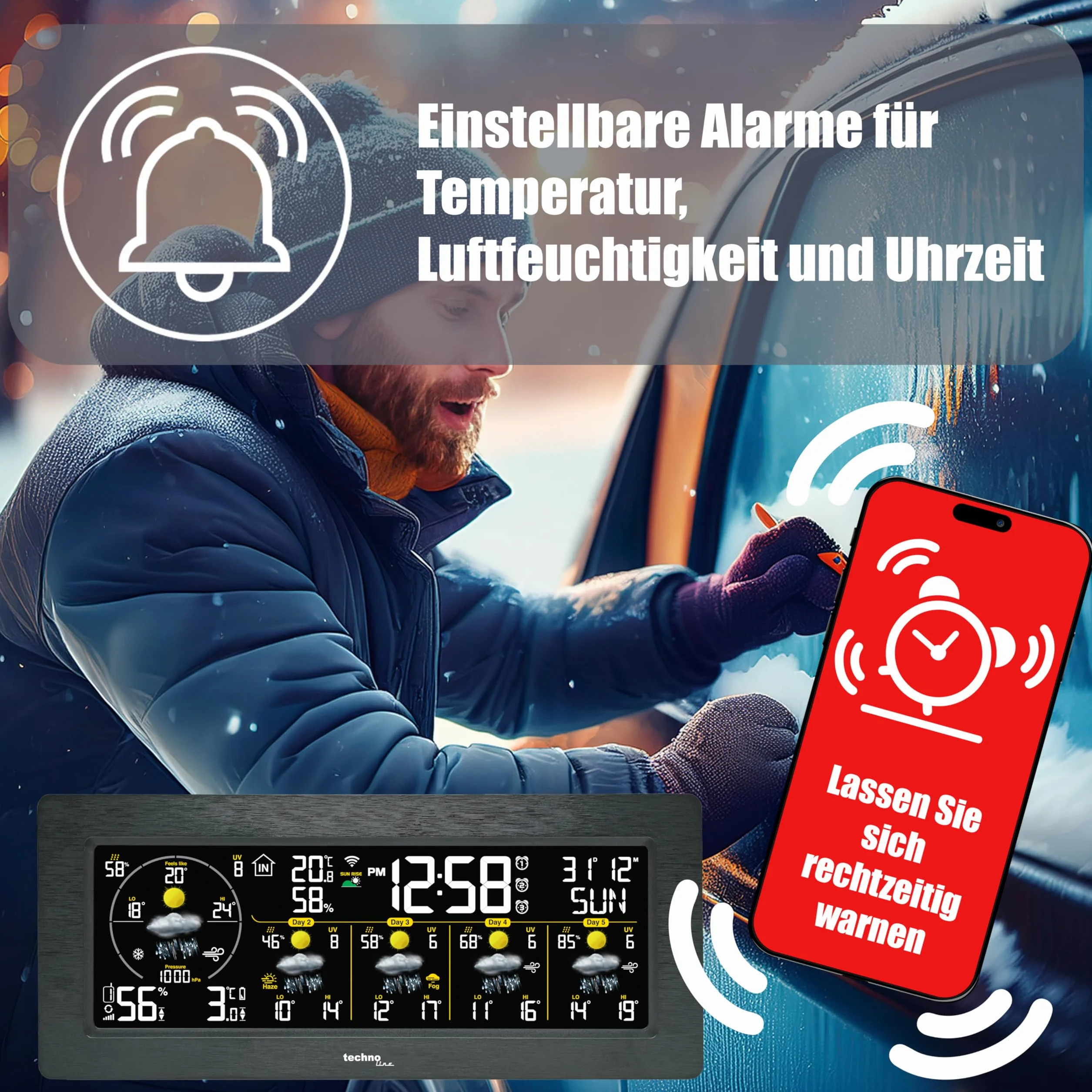 Station météo WD3050 Smart Life prévisions 5 jours application contrôle alarmes