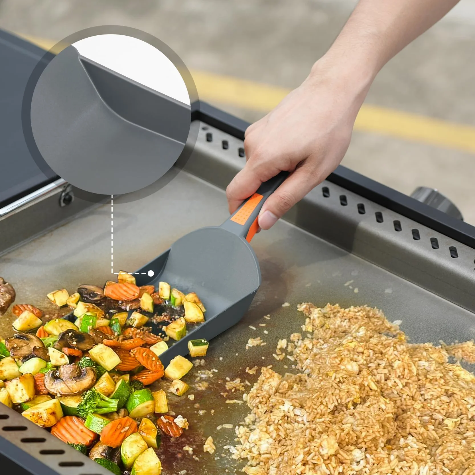 Onlyfire Kit Ustensiles Plancha Barbecue Anti Rayure Spatule Bord Relevé Pince