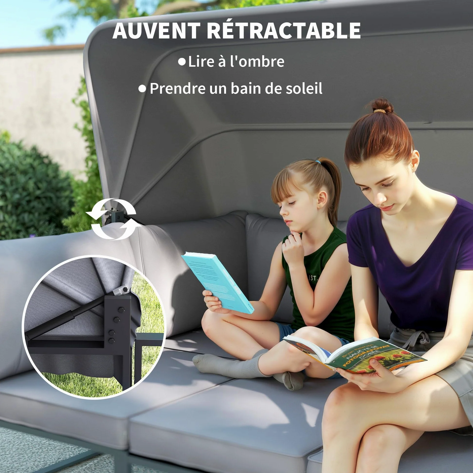 Outsunny Salon de Jardin extérieur 4 pièces modulaire avec canapé 3 Places, 2 fauteuils et Table Basse en Verre trempé, mobilier de Jardin avec Coussins Inclus pour terrasse ou véranda, Gris