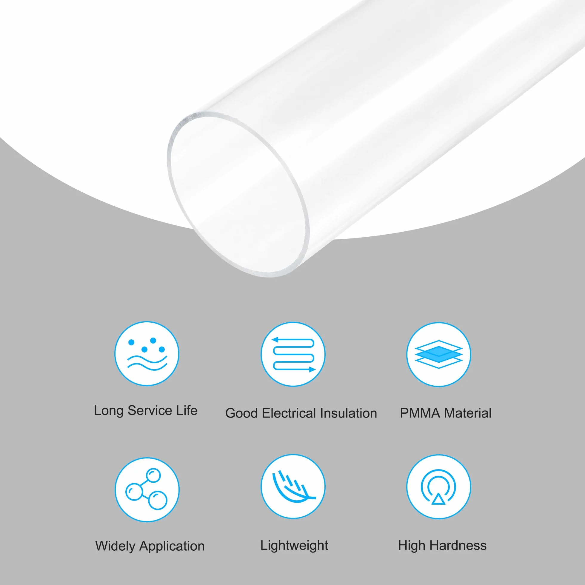 Sourcing Map Transparent Acrylique Tuyau 86mm ID x 90mm OD x 200mm Rond Tube