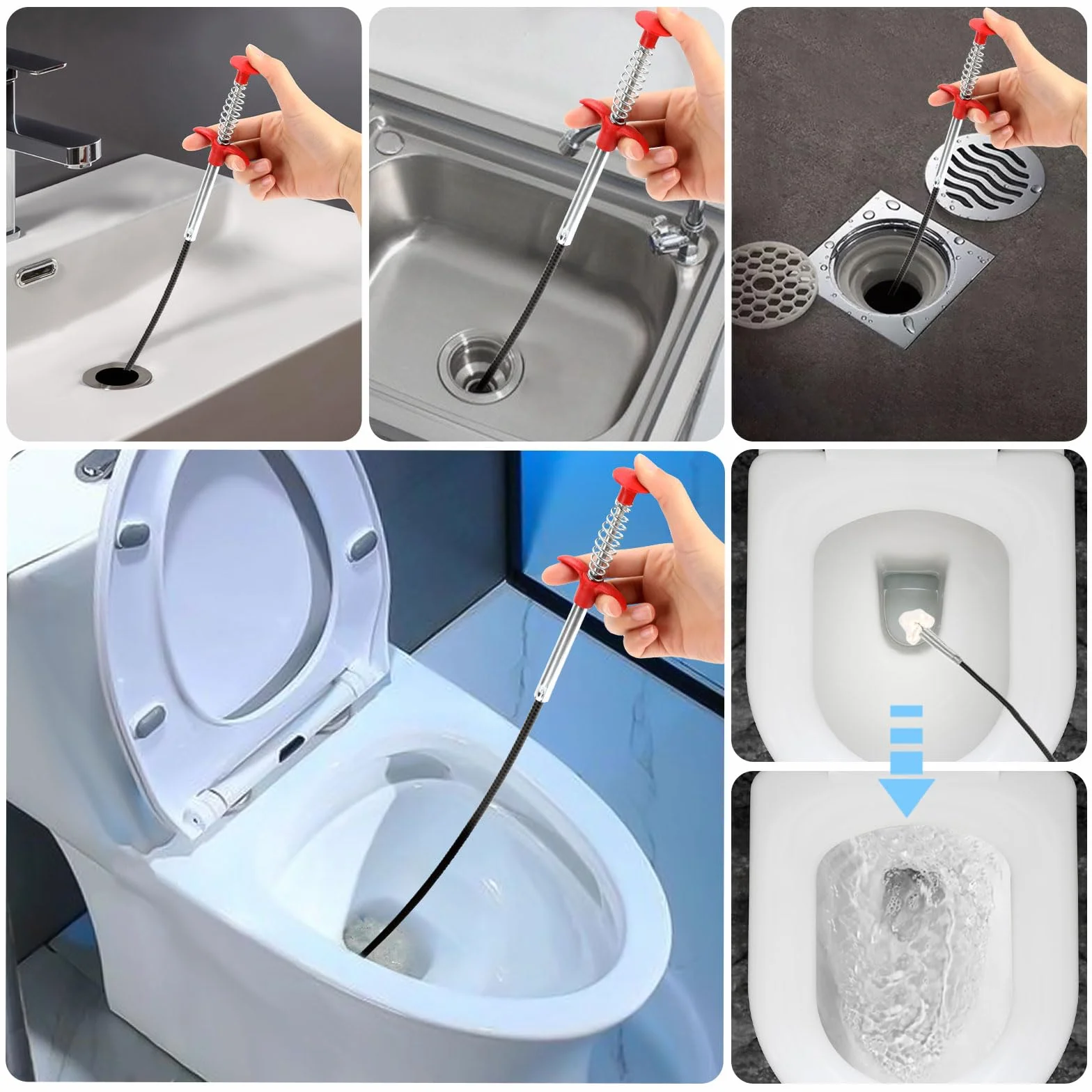 Furet Déboucheur Canalisation Professionnel Lot de 2 3m 0,6m Pour WC Evier