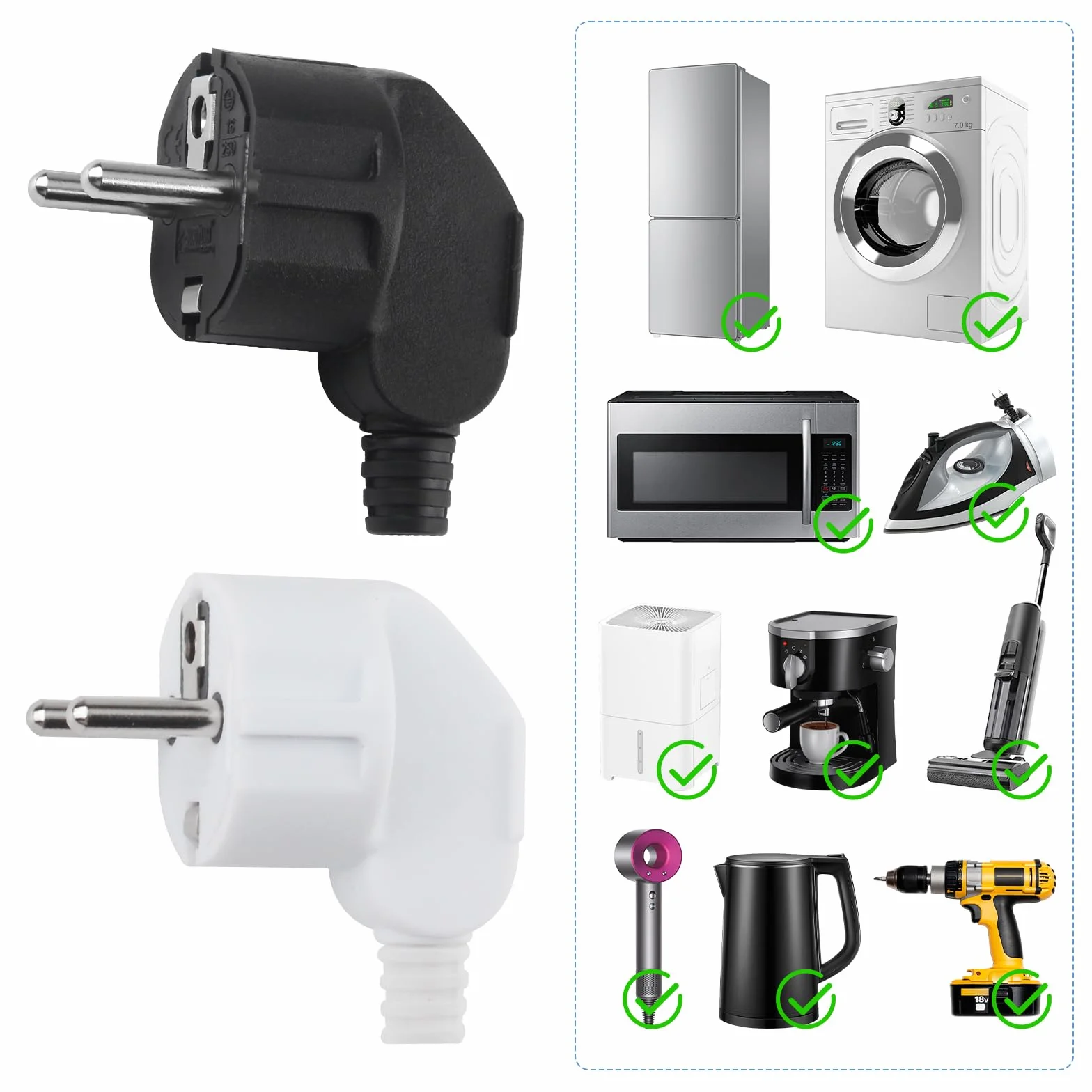 Prise Electrique Male Schuko 250V 16A 8 Pièces + Tournevis