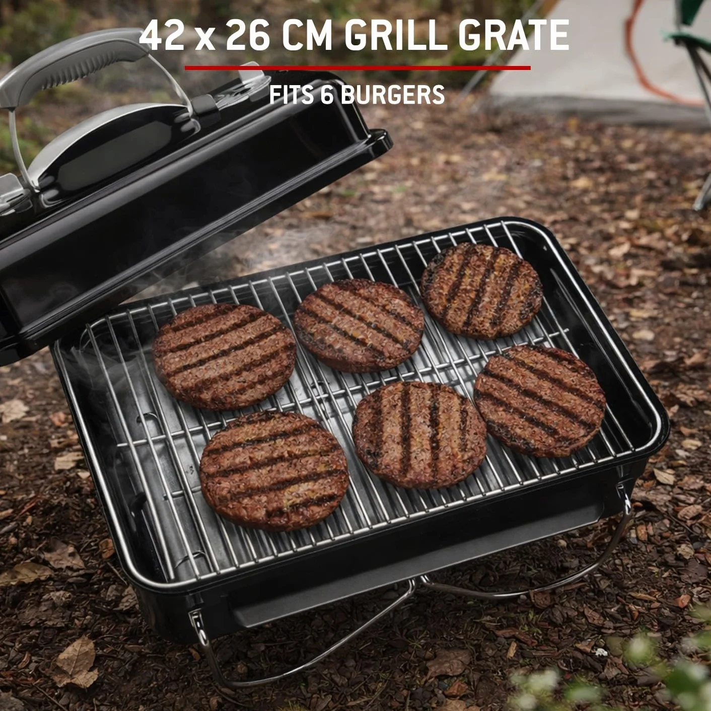 Weber Barbecue au Charbon Go-Anywhere Portable, Pieds Repliables, Design Compact, 42x26 cm, Noir