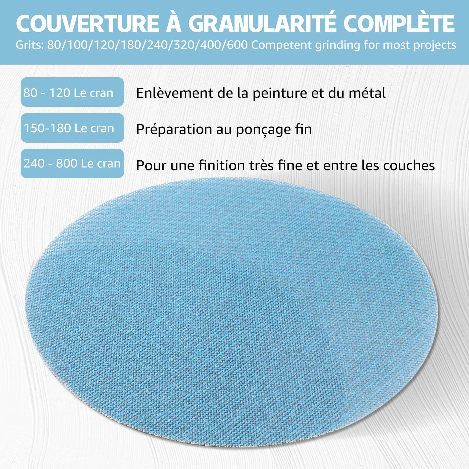 Disques Abrasifs en Maille 225 mm 10 Pièces Céramique Grain 120 Auto-agrippant