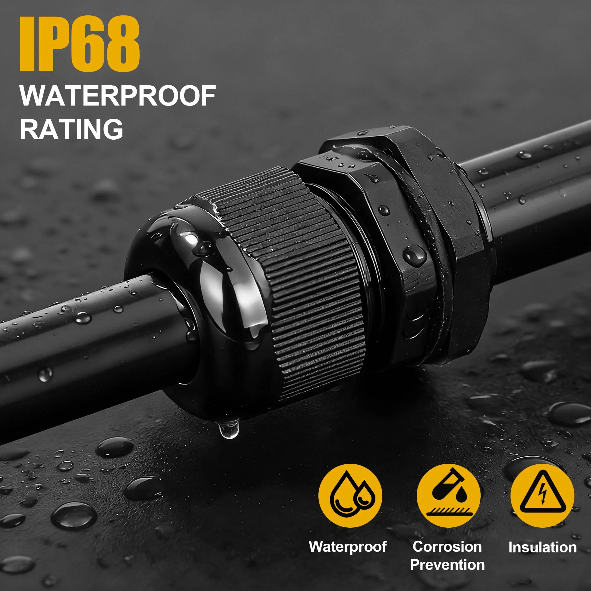 Presse étoupe PG16 Nylon IP68 Étanche Noir 10 Pièces